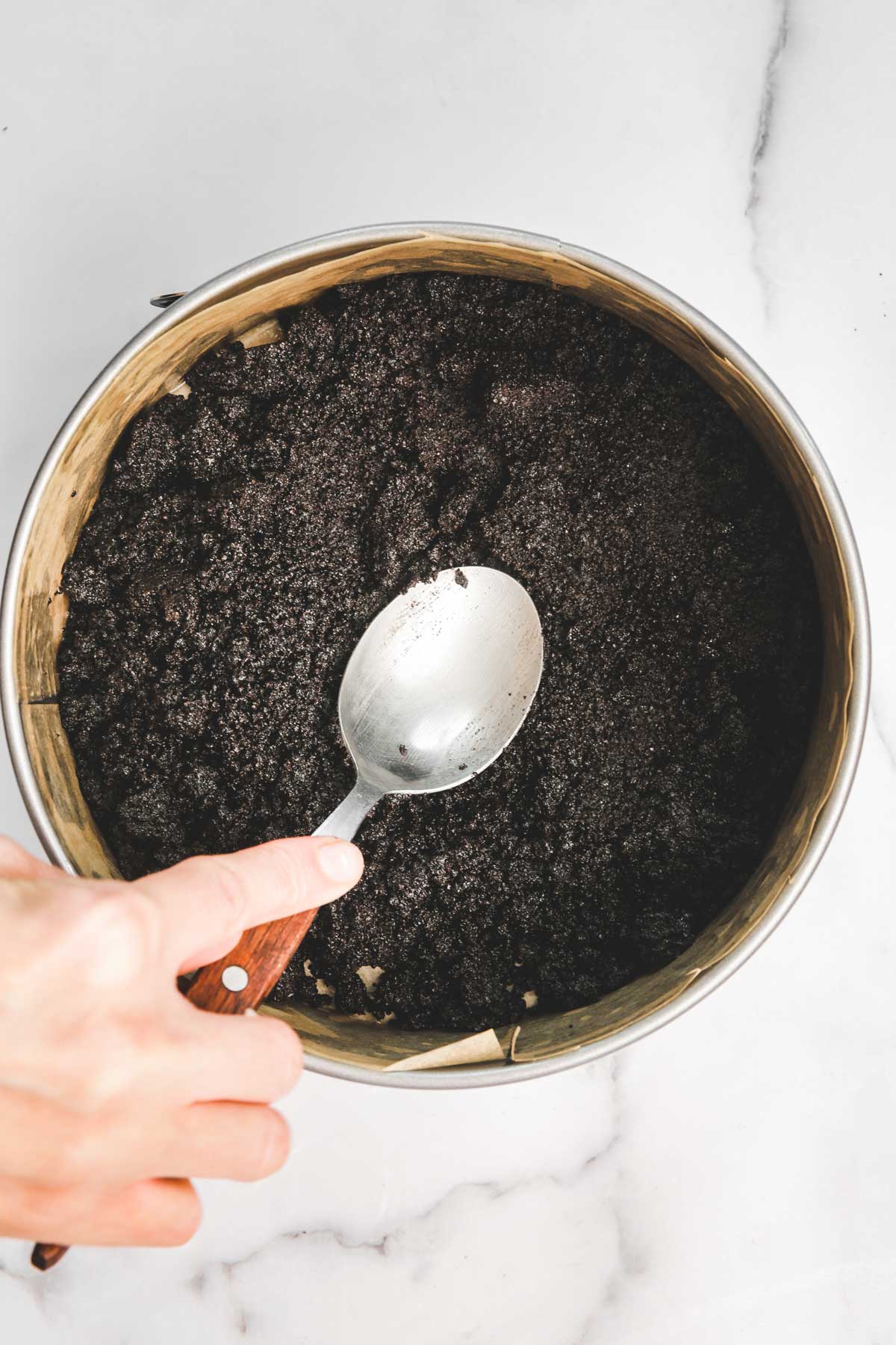 Springform pan with oreo crust