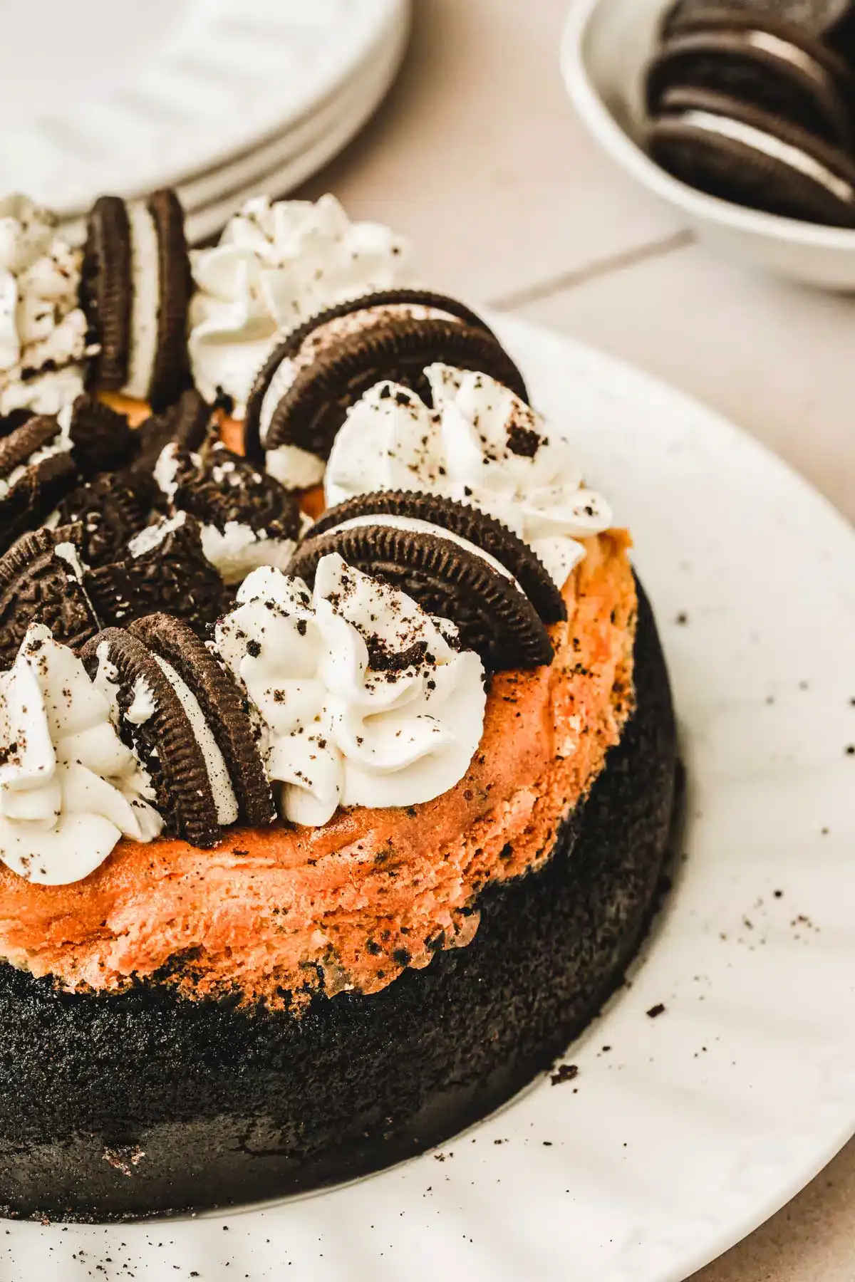 oreo cheesecake on a plate