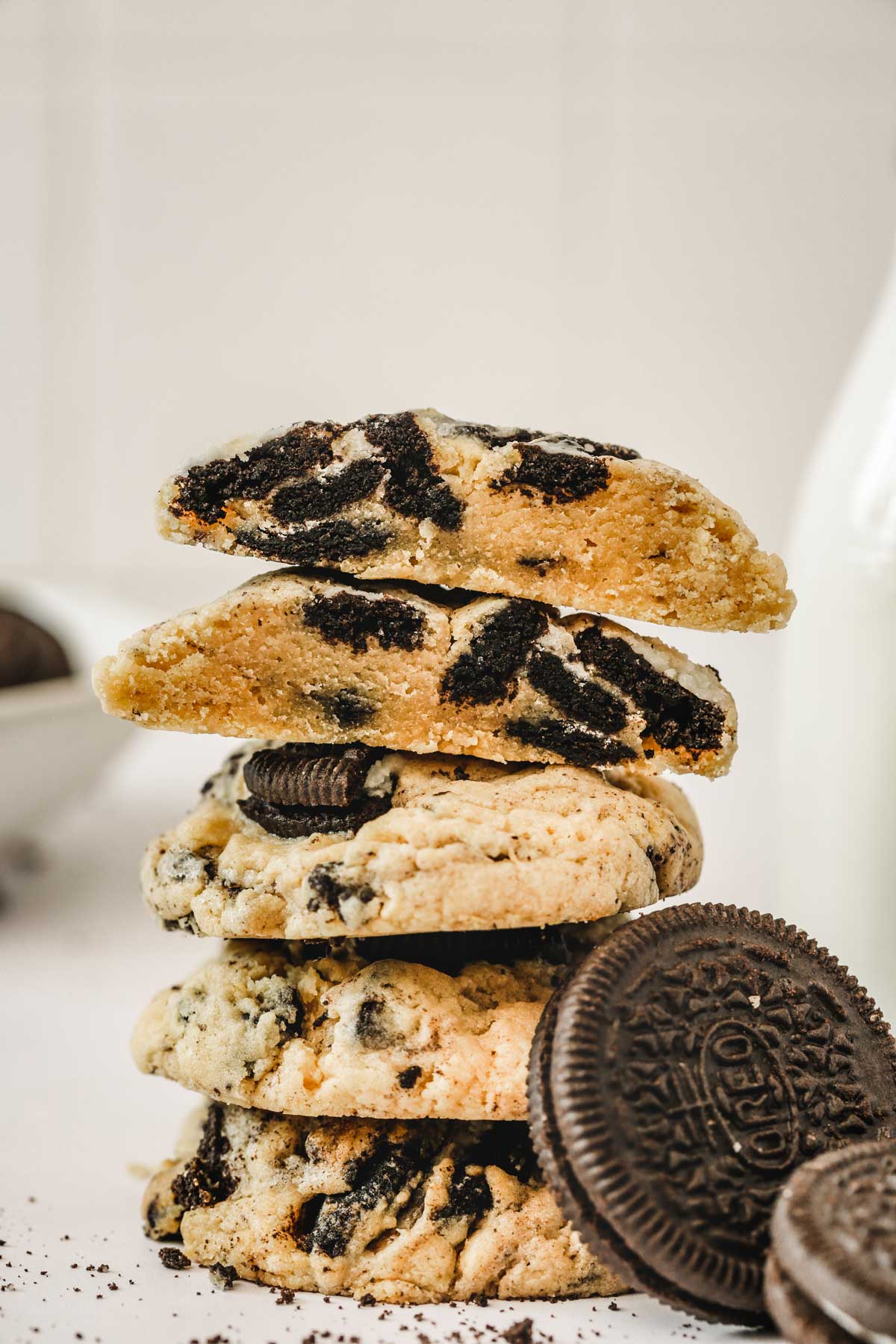 Cut in half oreo cheesecake cookies