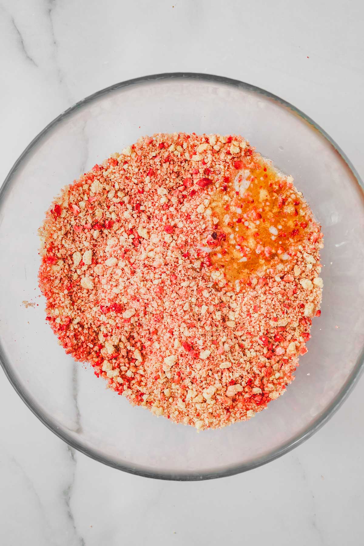 Bowl with a strawberry shortcake crumble