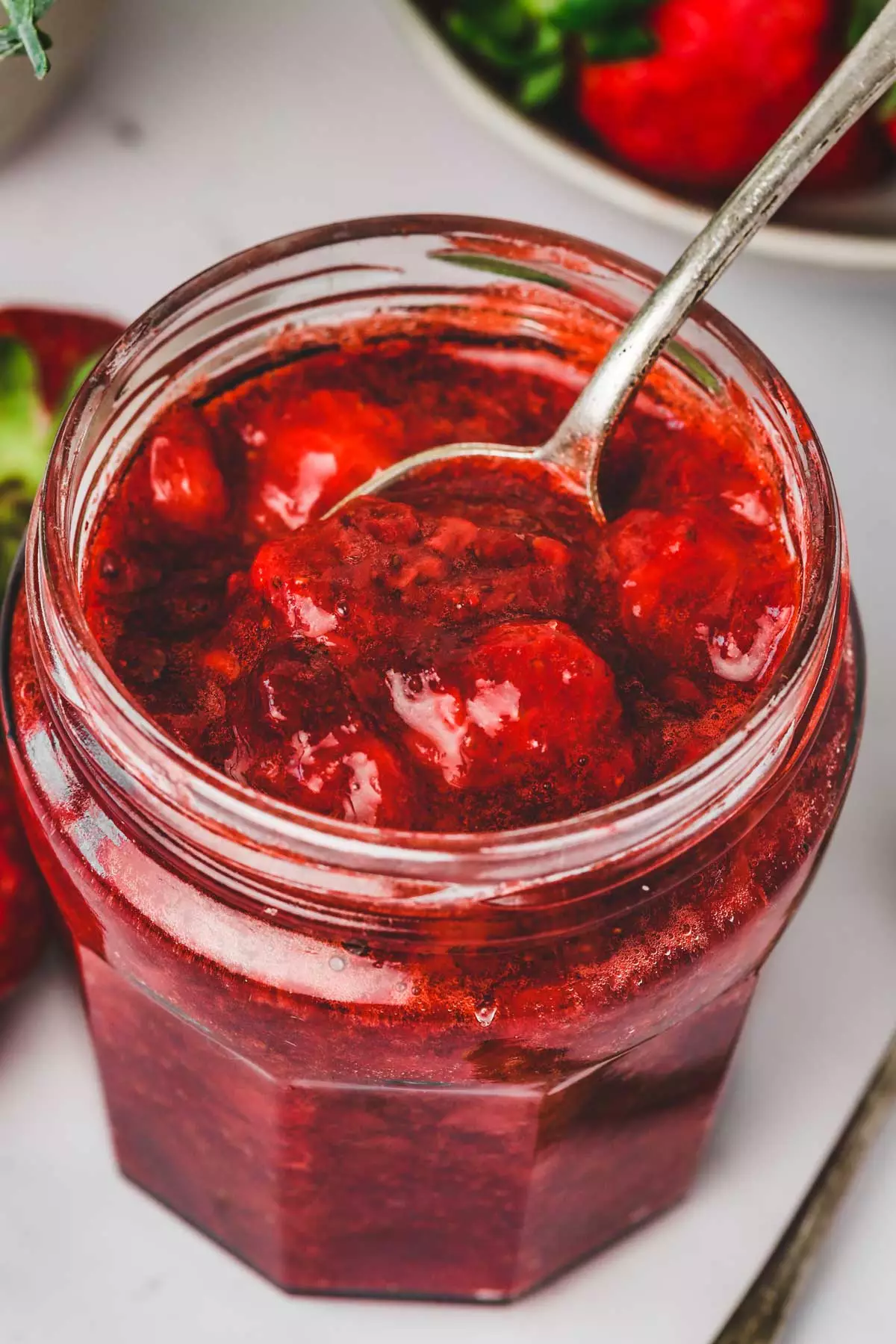 jar with strawberry compote