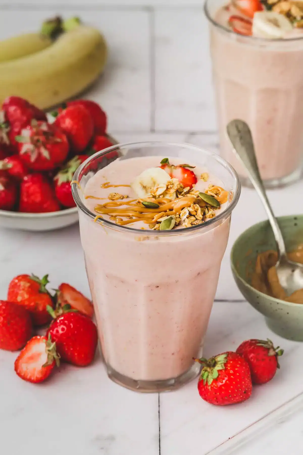 Strawberry Banana Peanut Butter Smoothie (Quick & Easy!) - Real Food Whole  Life