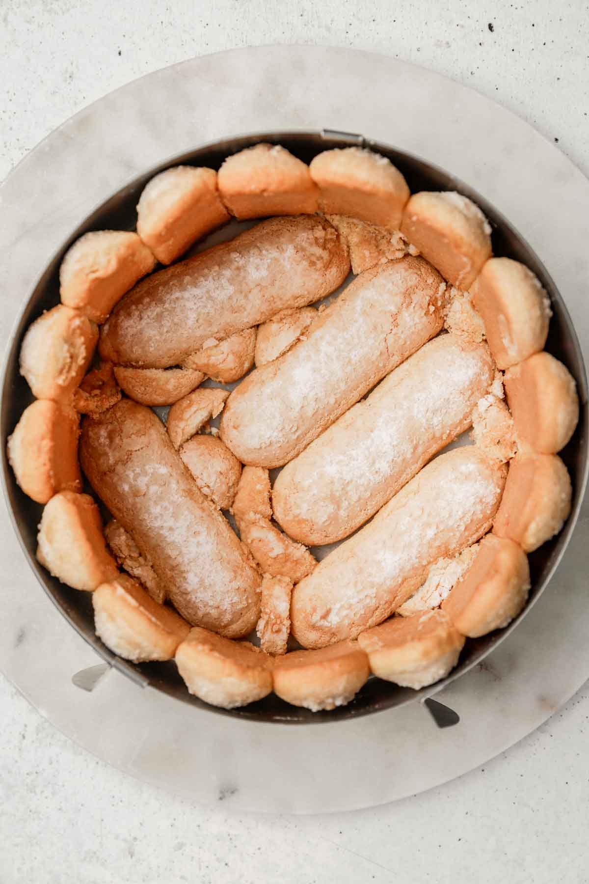 pastry ring filled with ladyfingers inside