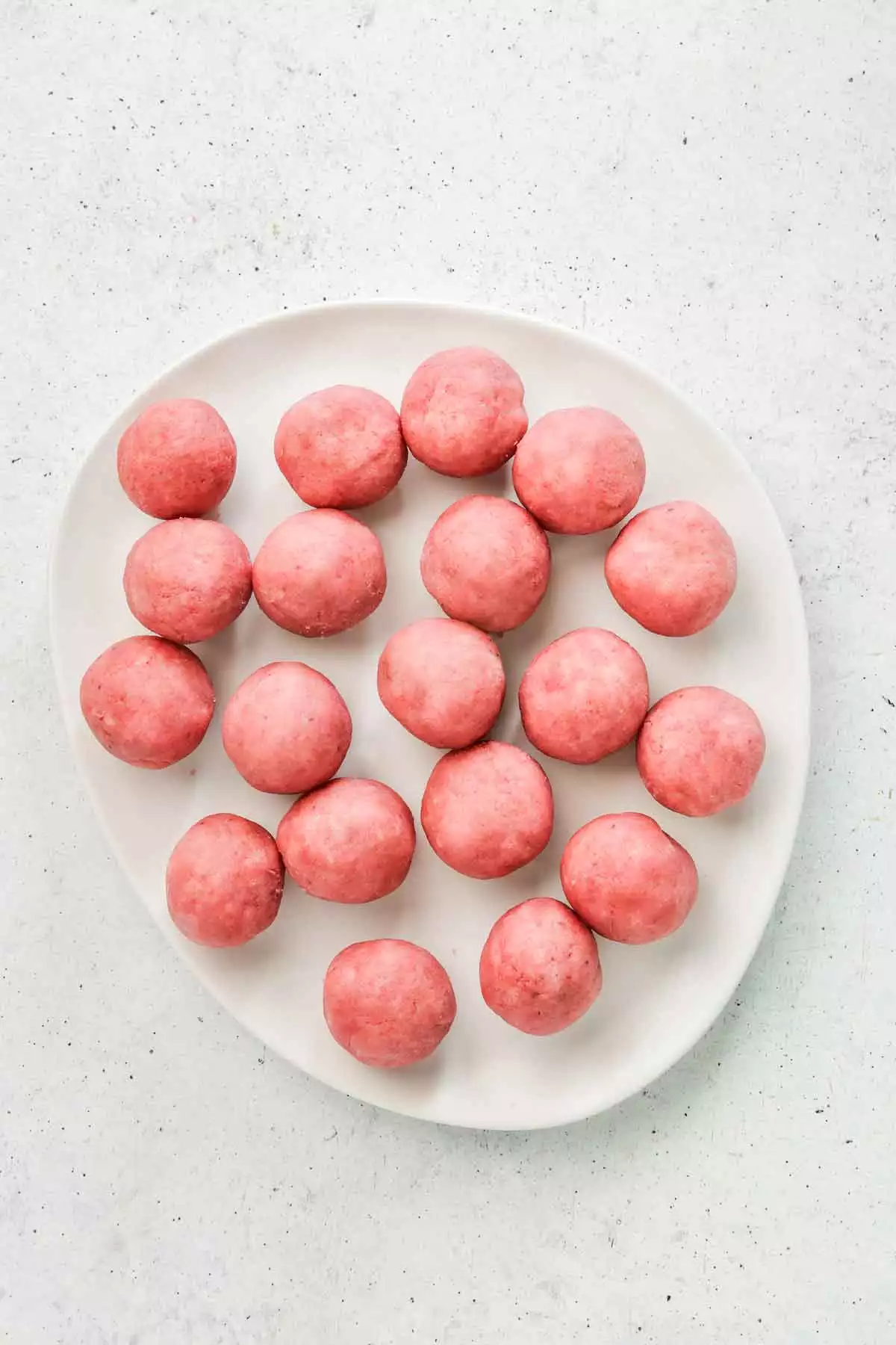 plate with shaped strawberry cake balls