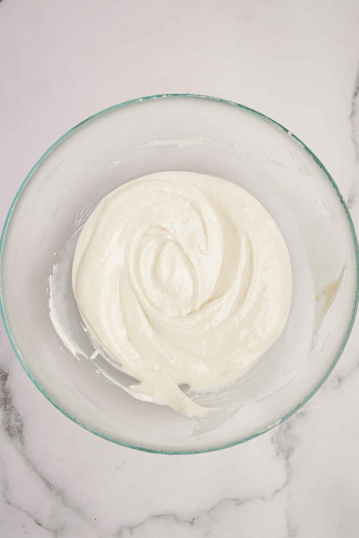 mixing bow with cream cheese frosting