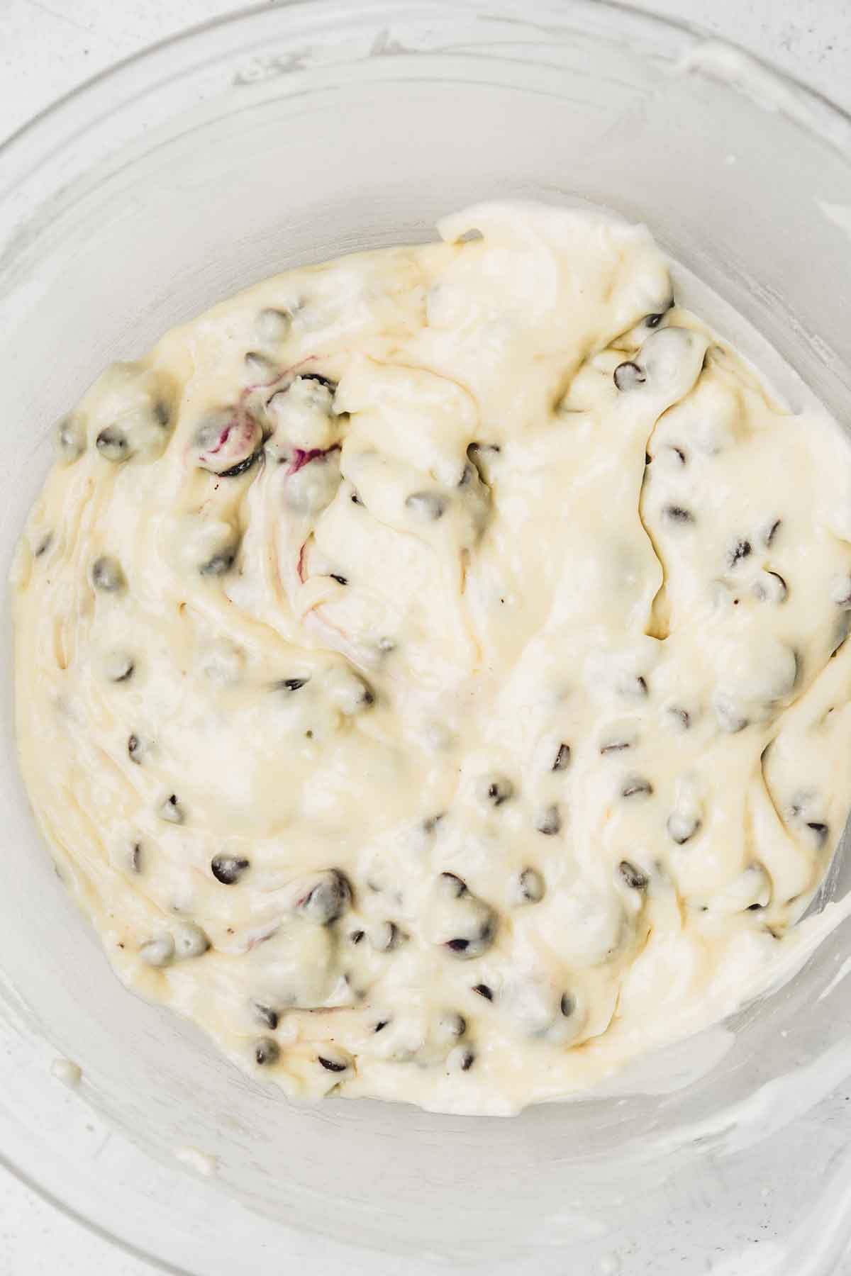 mixing bowl with muffin batter