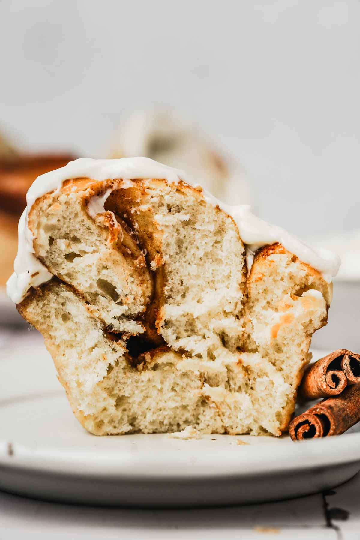 cinnamon roll muffin cut in half