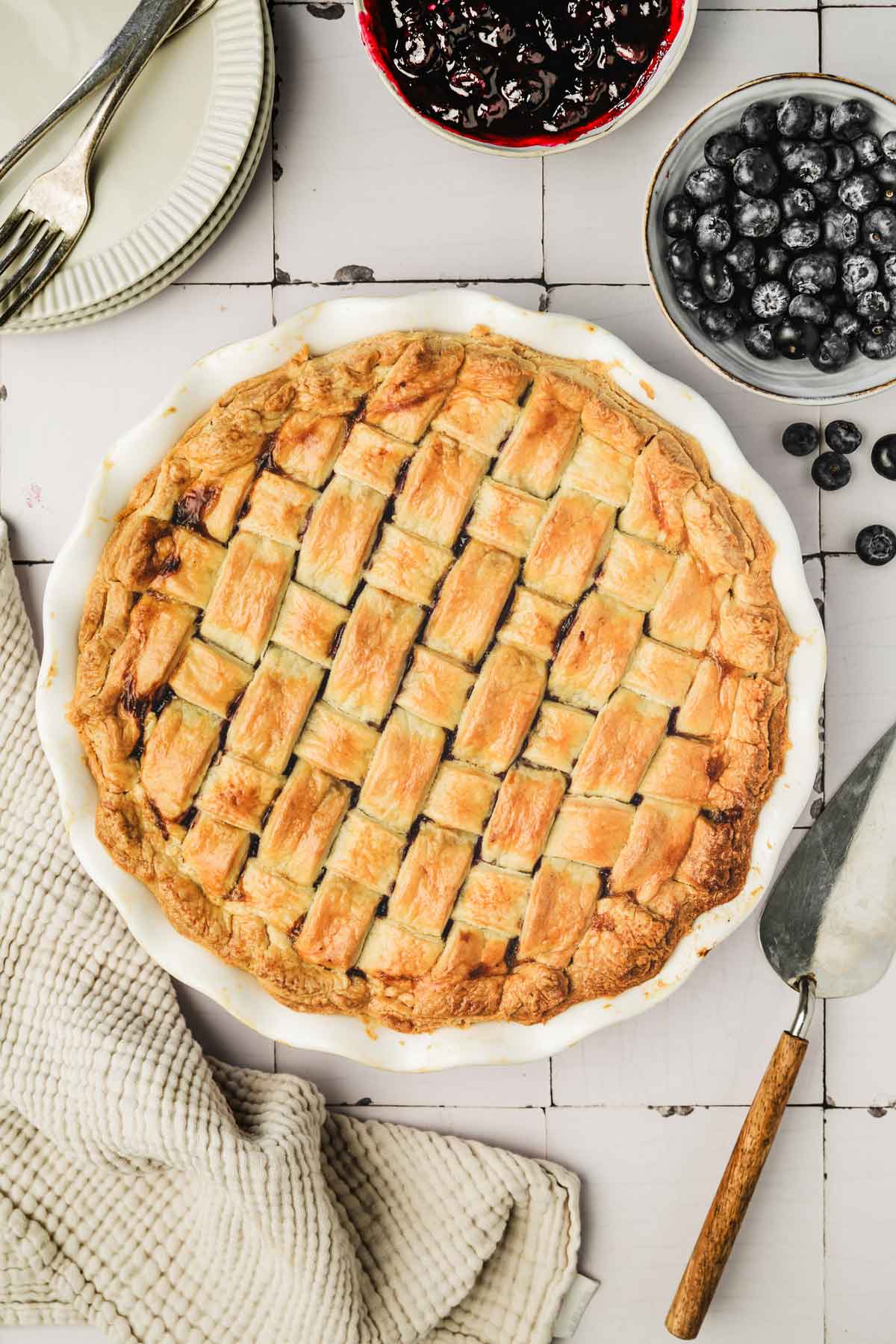 tourte aux myrtilles cuite dans son plat