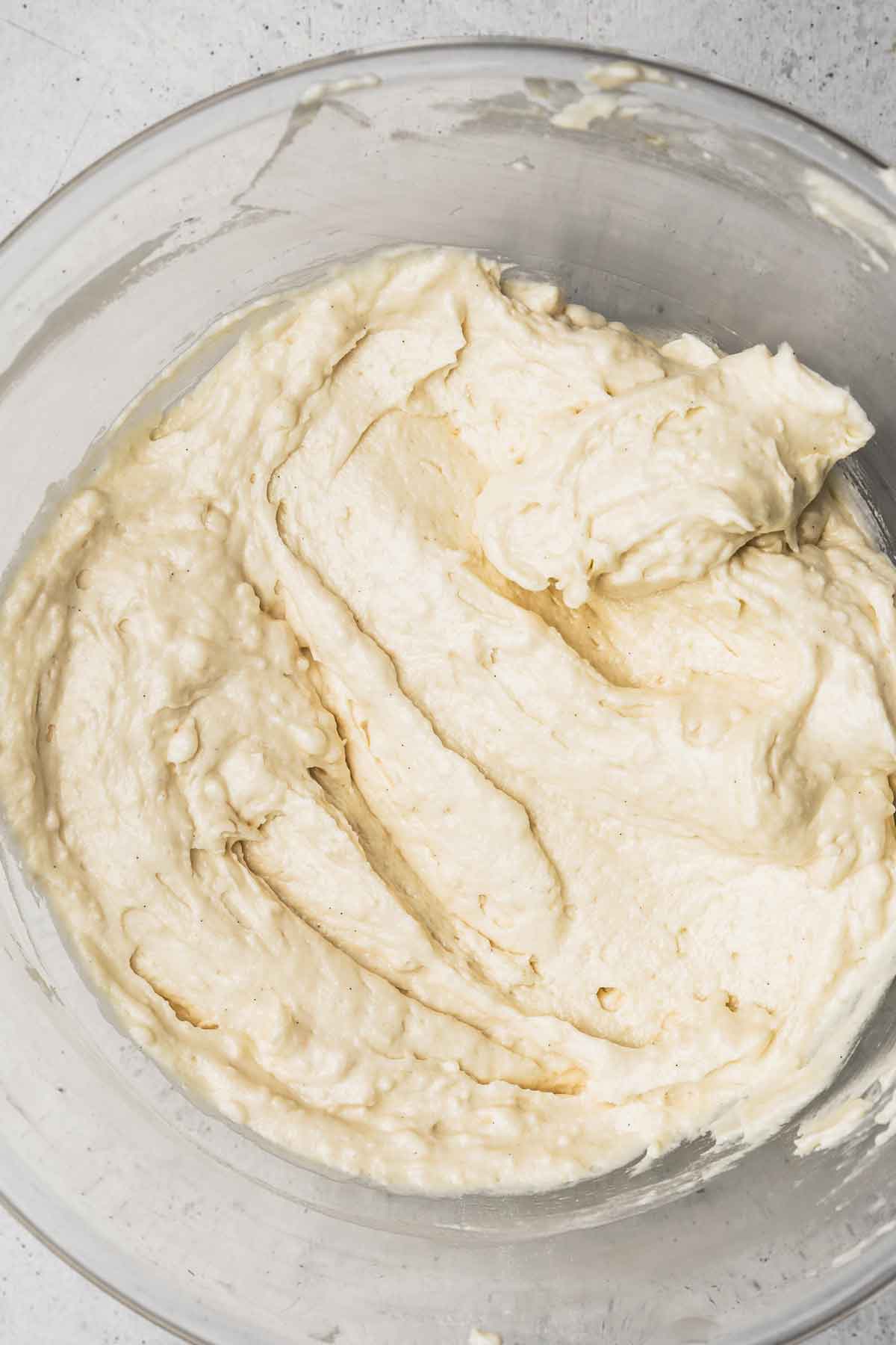 mixing bowl with muffin batter