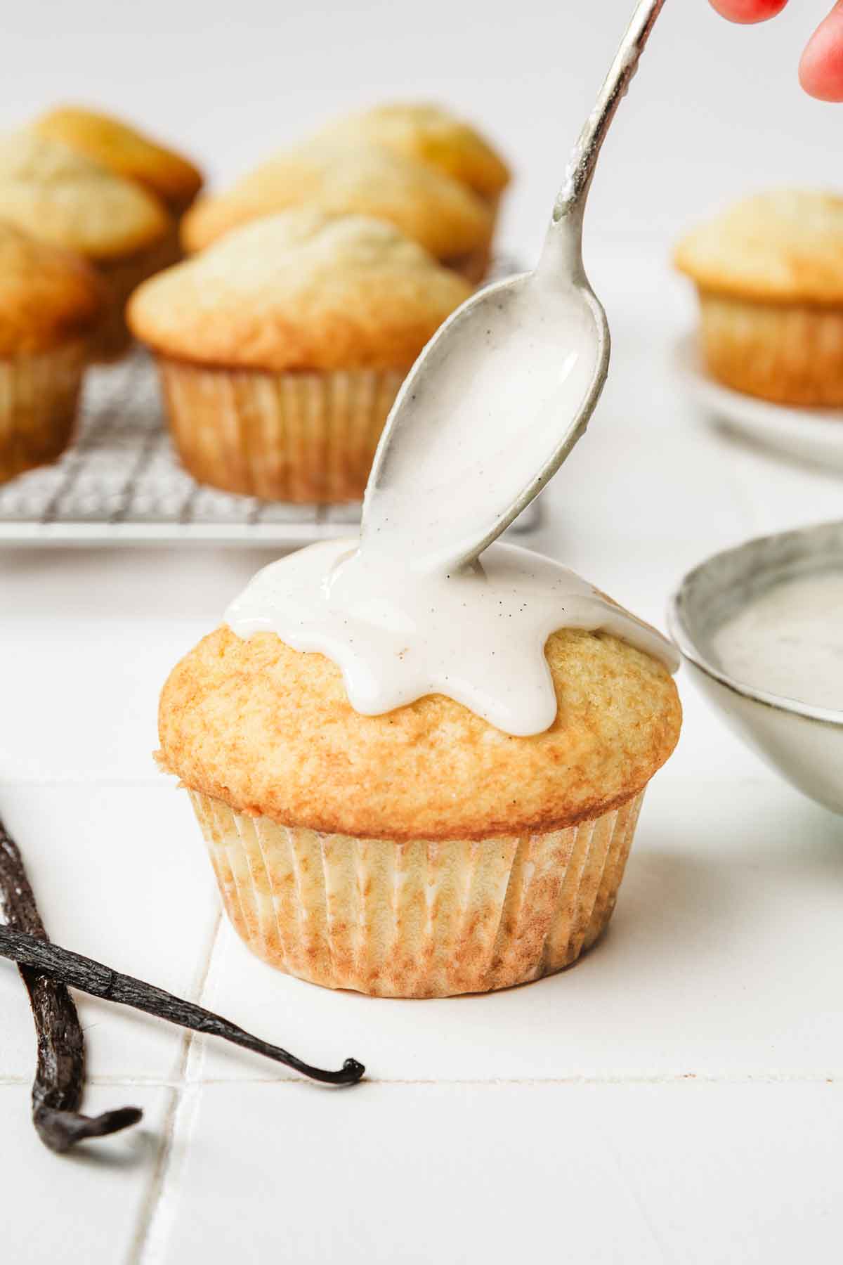 plain muffin with vanilla glaze