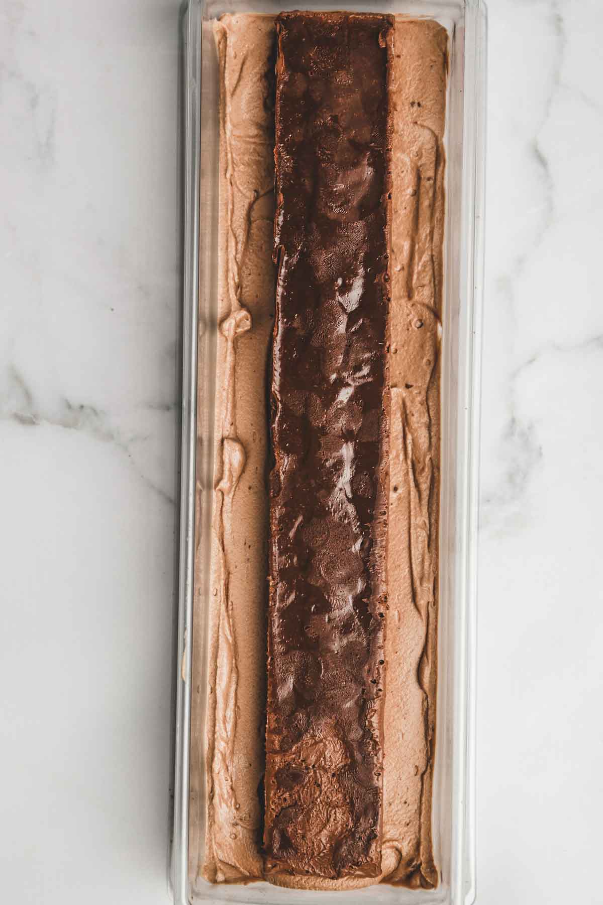 chocolate log cake in a mold