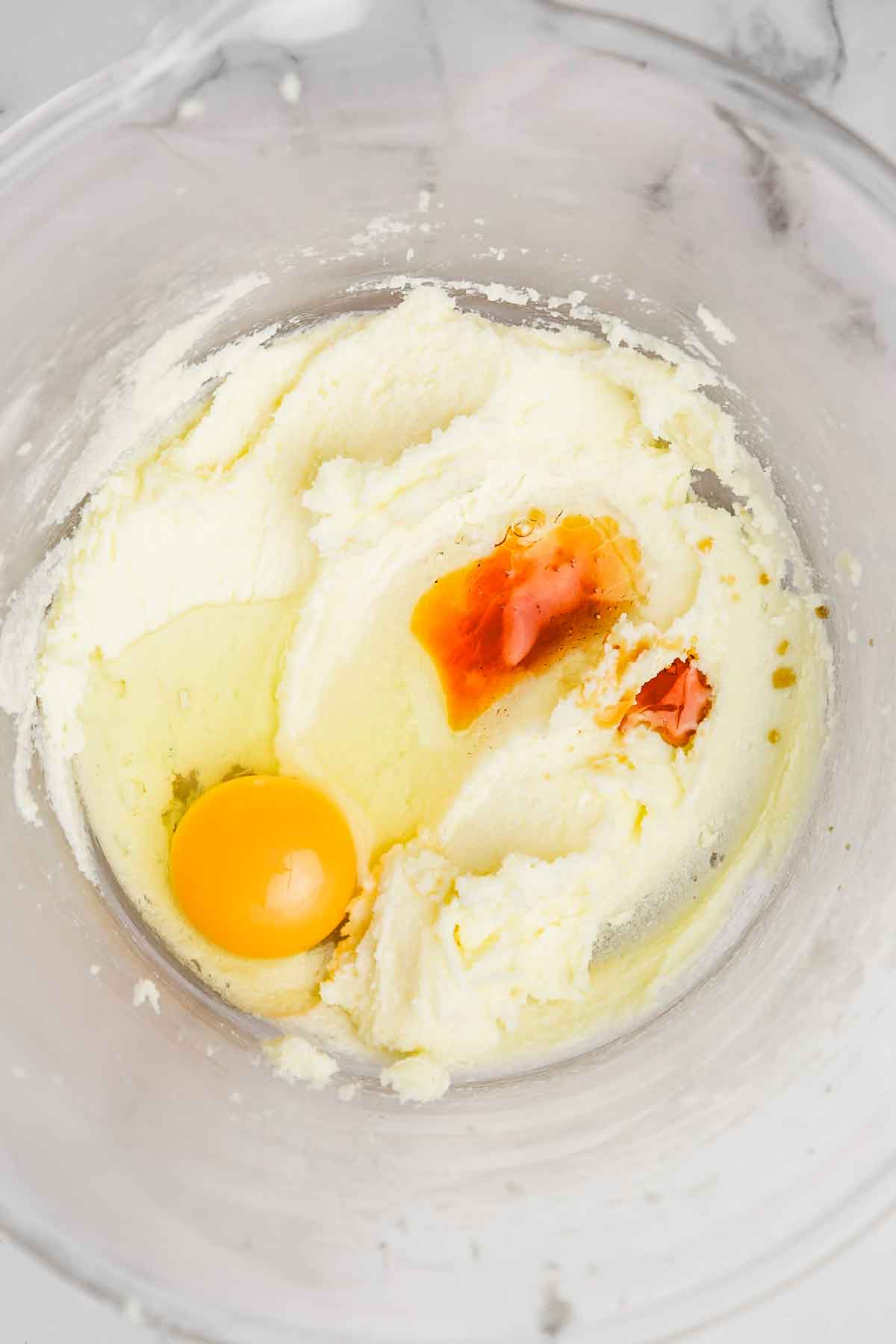mixing bowl with butter and egg