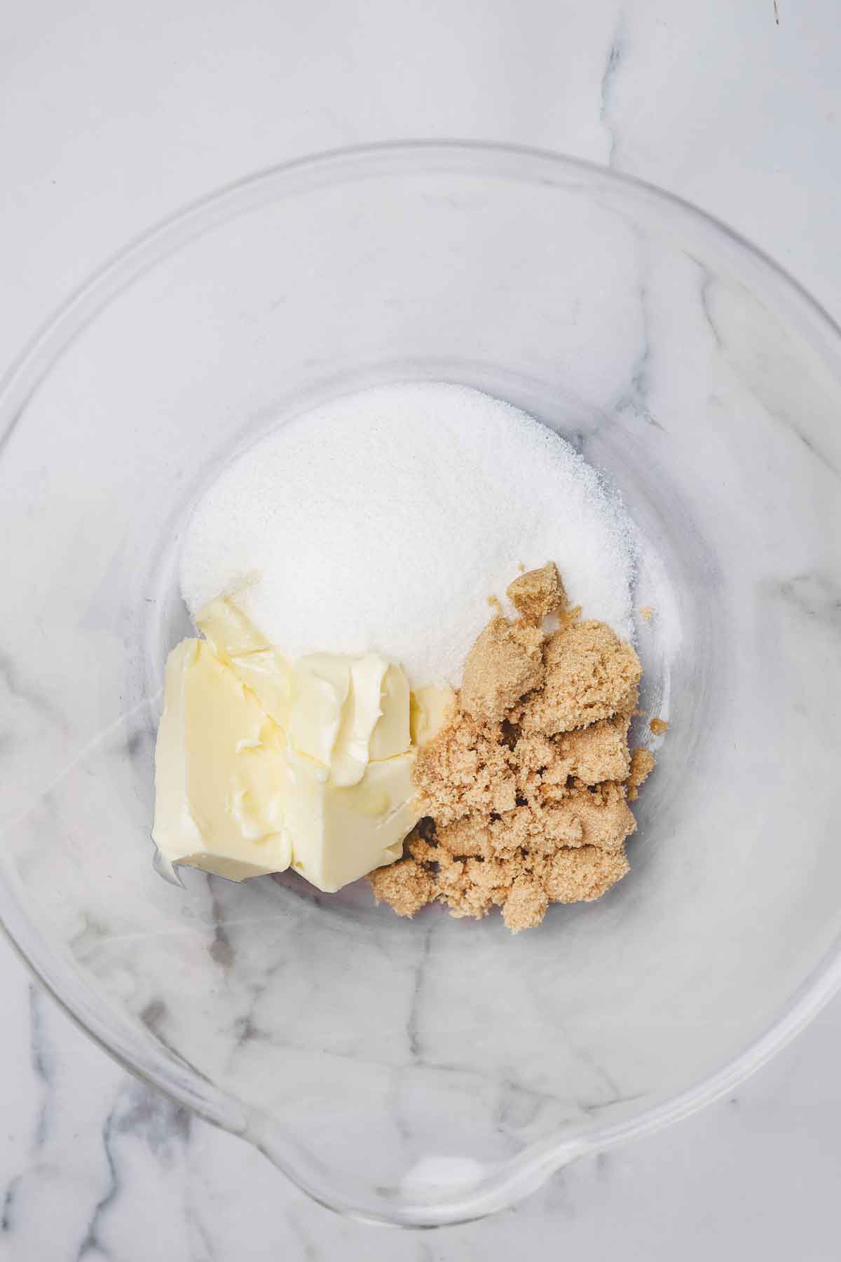 mixing bowl with sugar and butter
