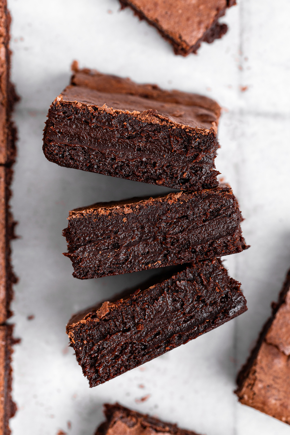 fudgy brownie pieces on a table