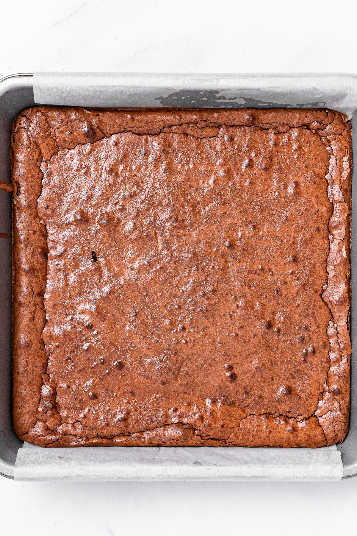 baked fudgy brownies in the pan