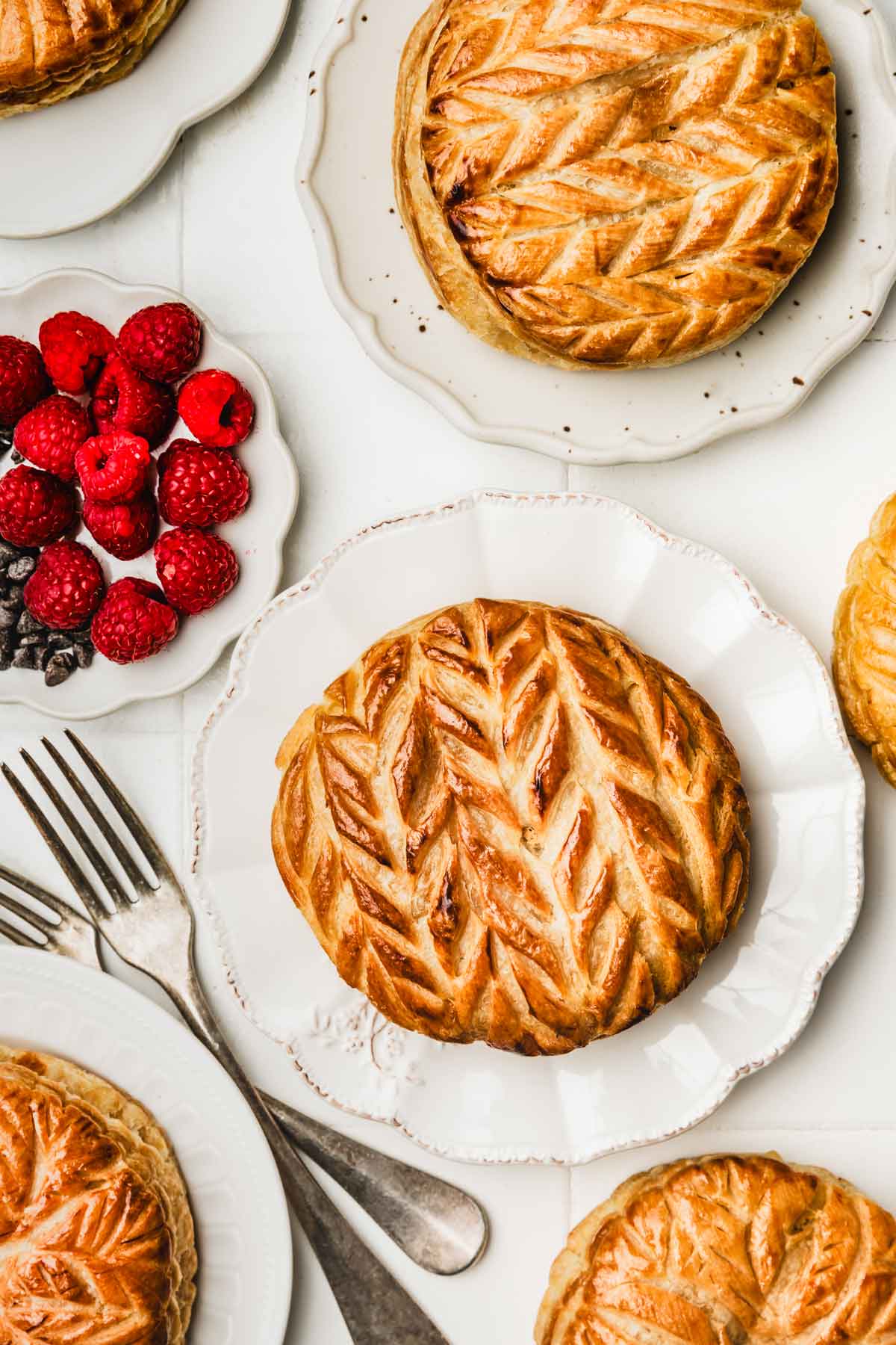 baked mini galette des rois on a table