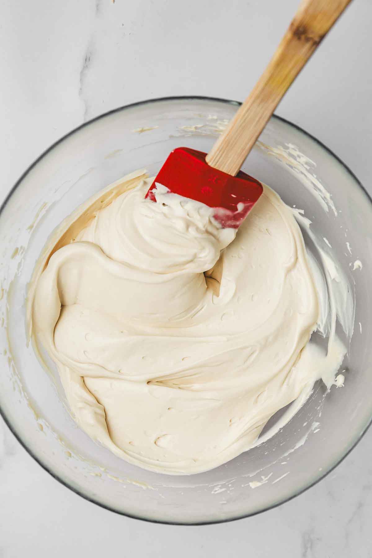 mixing bowl with salted caramel ganache