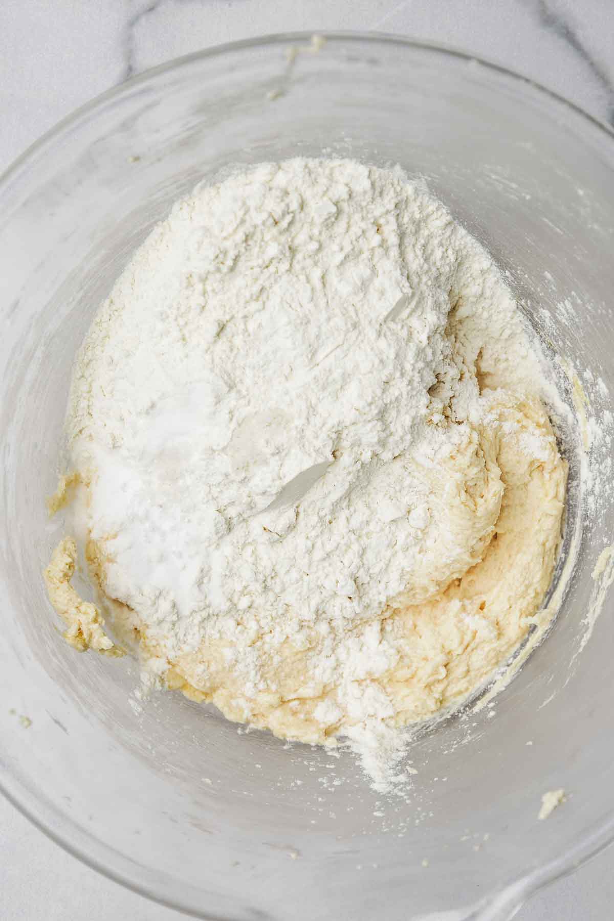mixing bowl with flour mixture