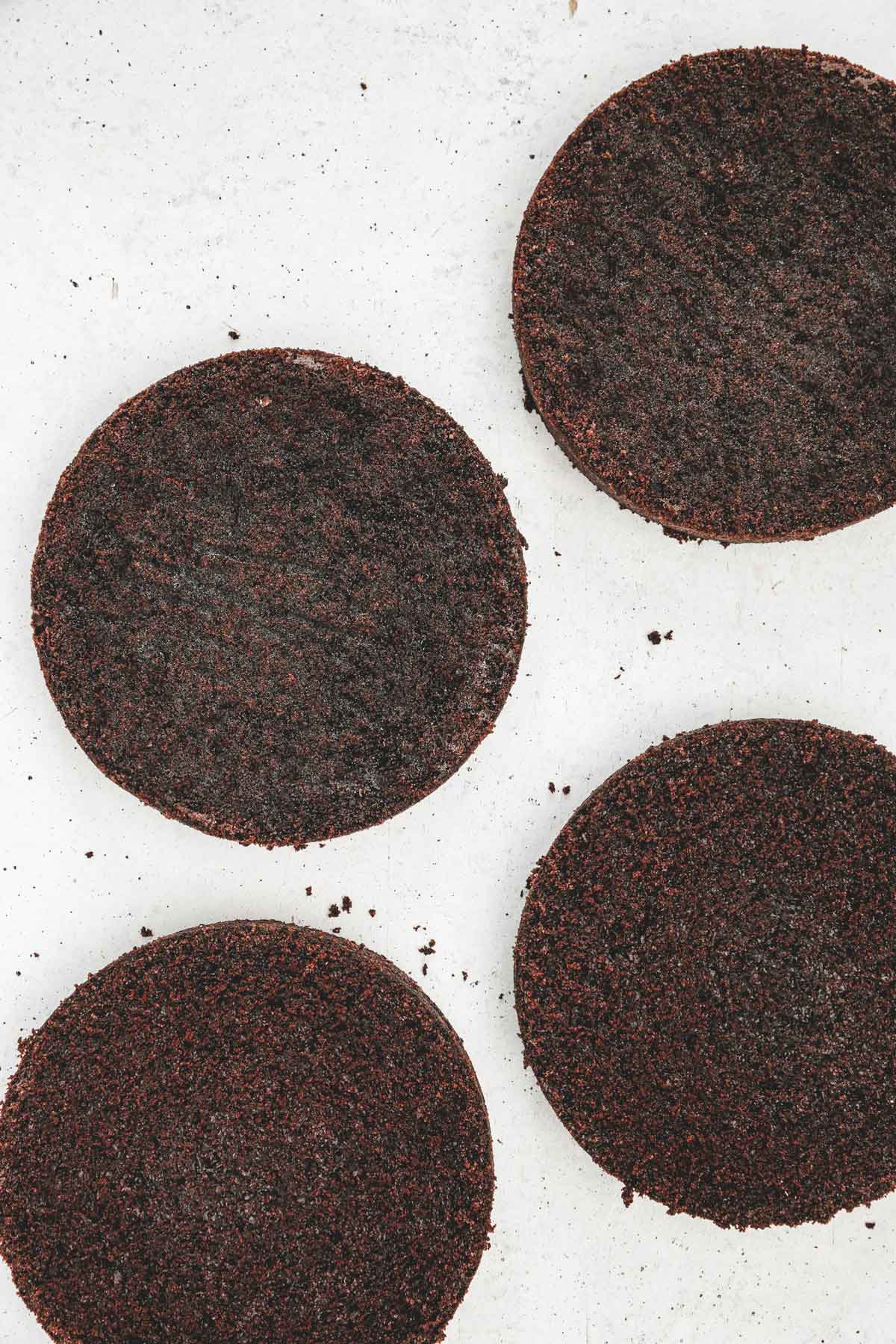 4 chocolate cake layers