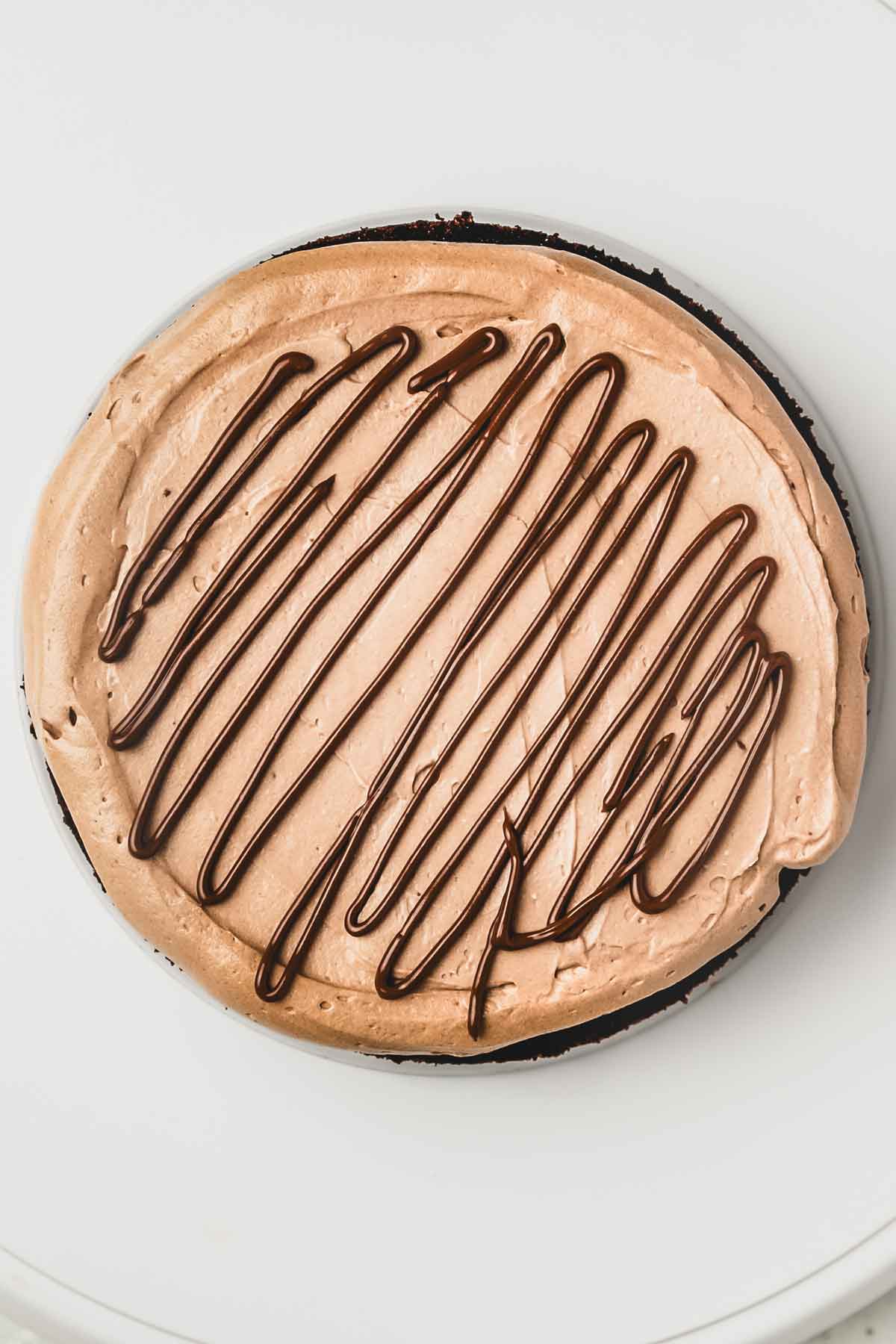 one layer chocolate cake with nutella frosting