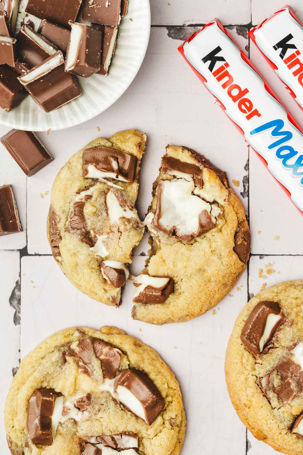 cut in half kinder cookies