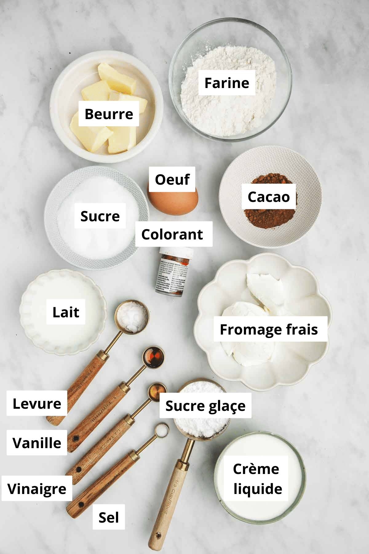 bols avec ingrédients