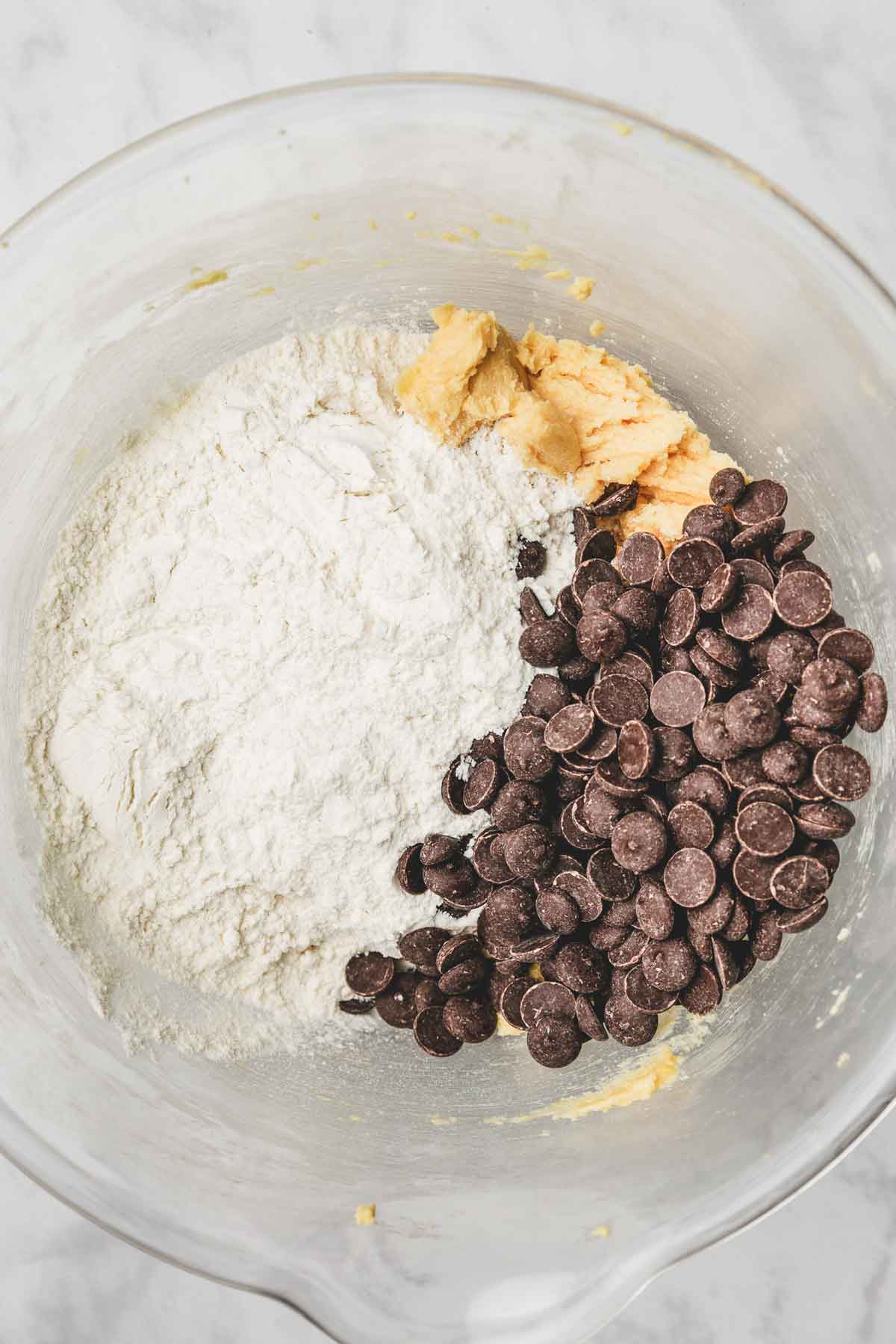 large bowls with flour mixture