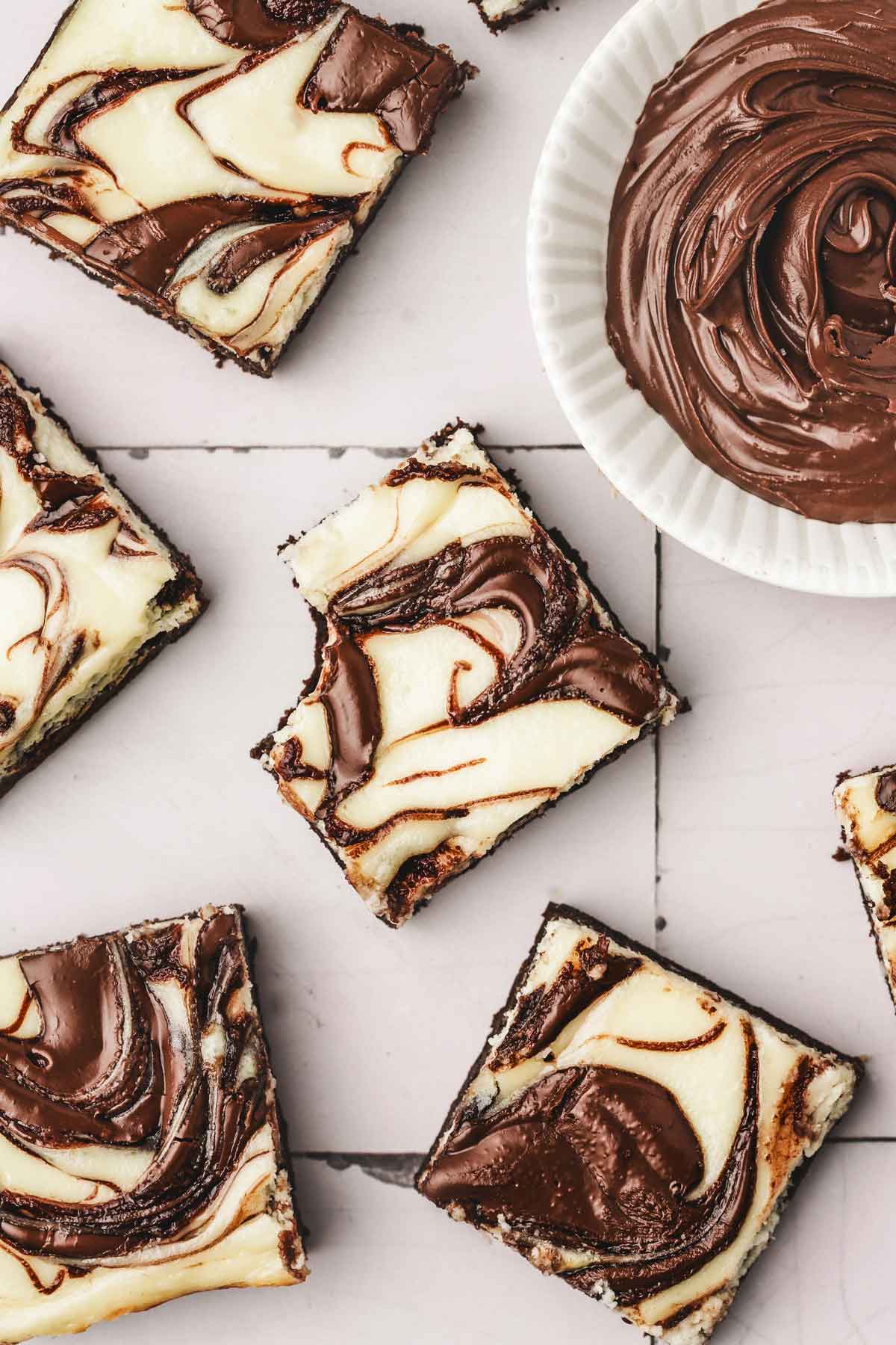 slices of nutella swirled cheesecake nutella brownies