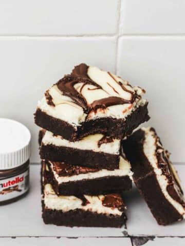 square or Nutella cheesecake brownies