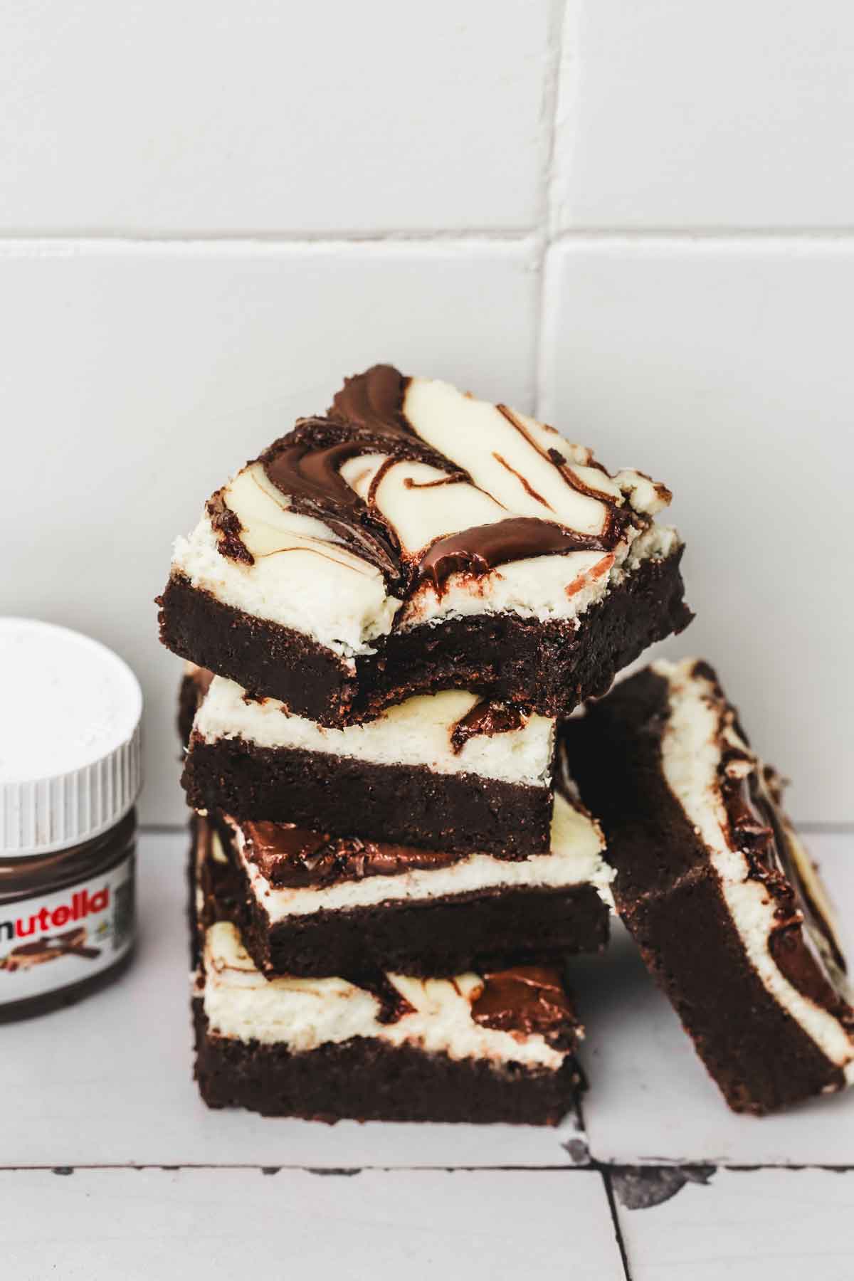 square or Nutella cheesecake brownies