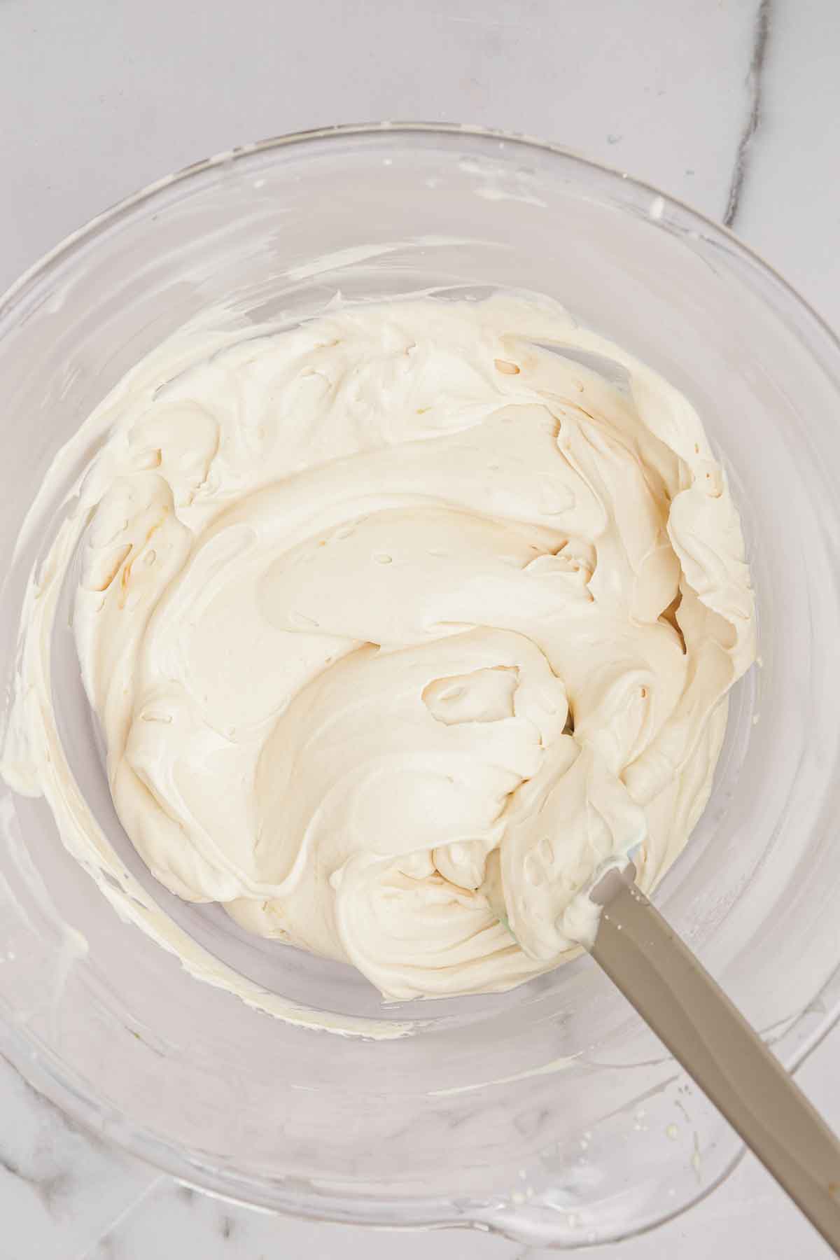 mixing bowl with caramel frosting