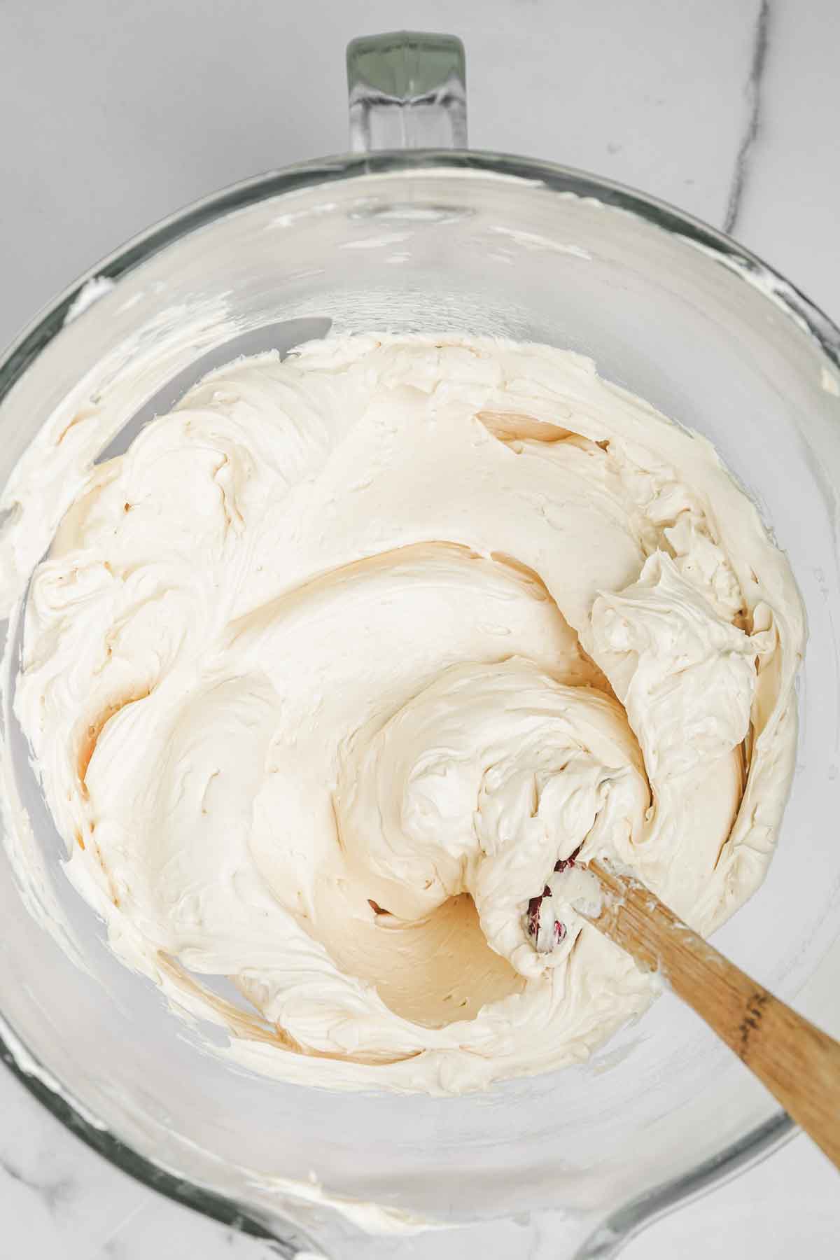 mixing bowl with caramel buttercream