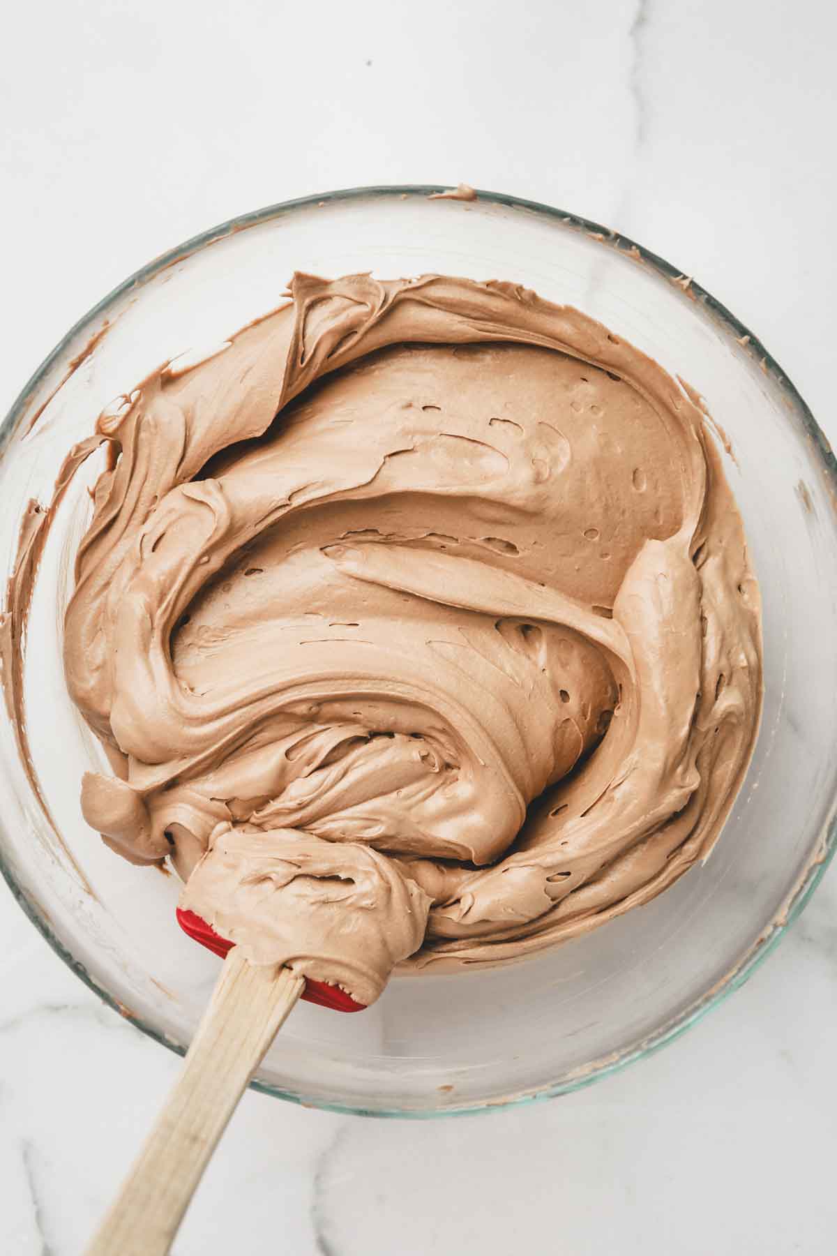 mixing bowl with whipped chocolate ganache