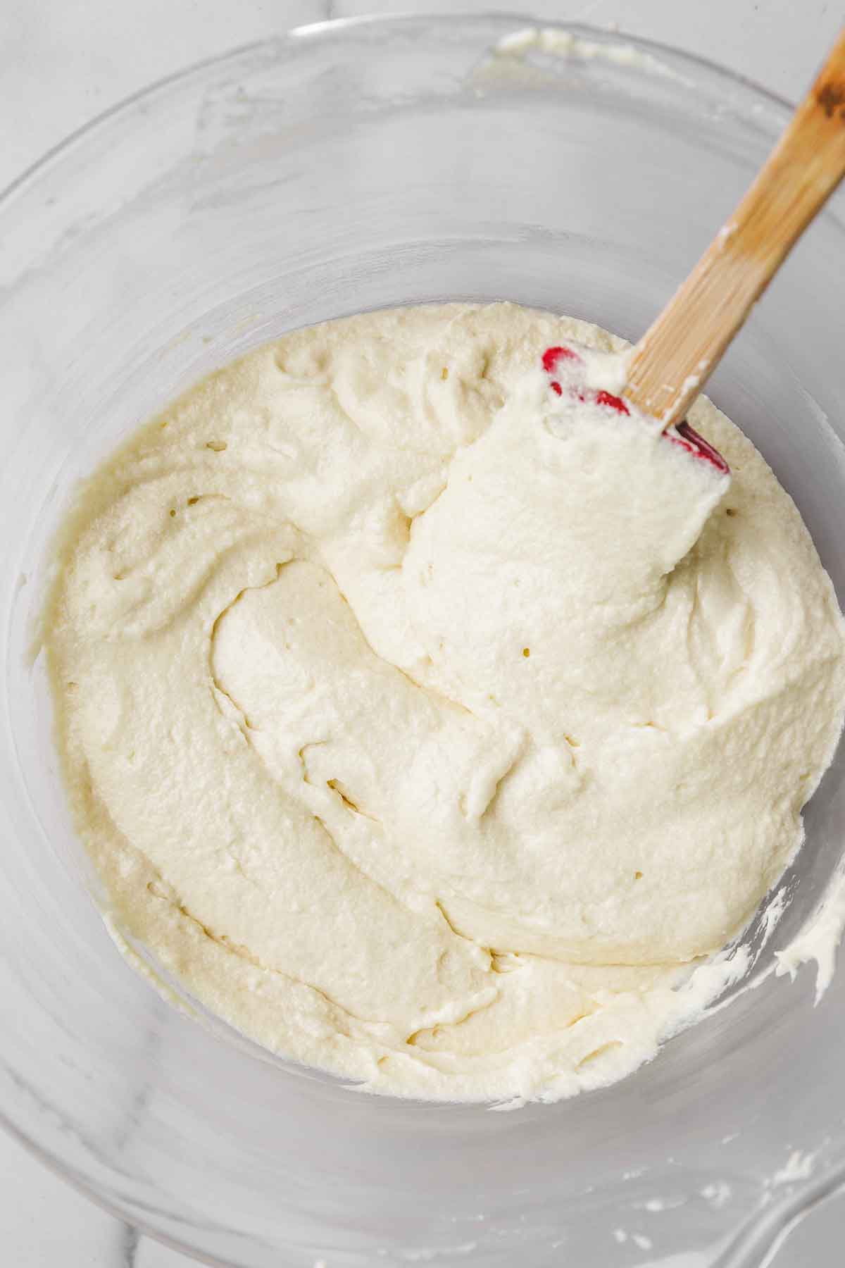 mixing bowl with vanilla cupcake batter