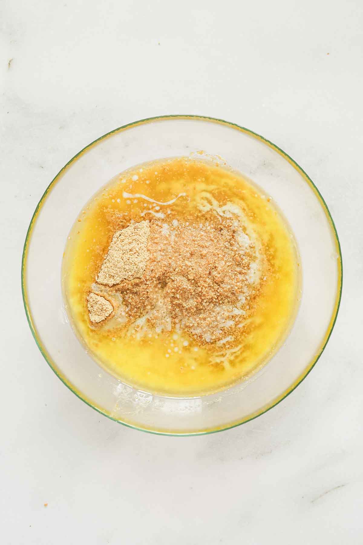 mixing bowl with butter and fine crumbs