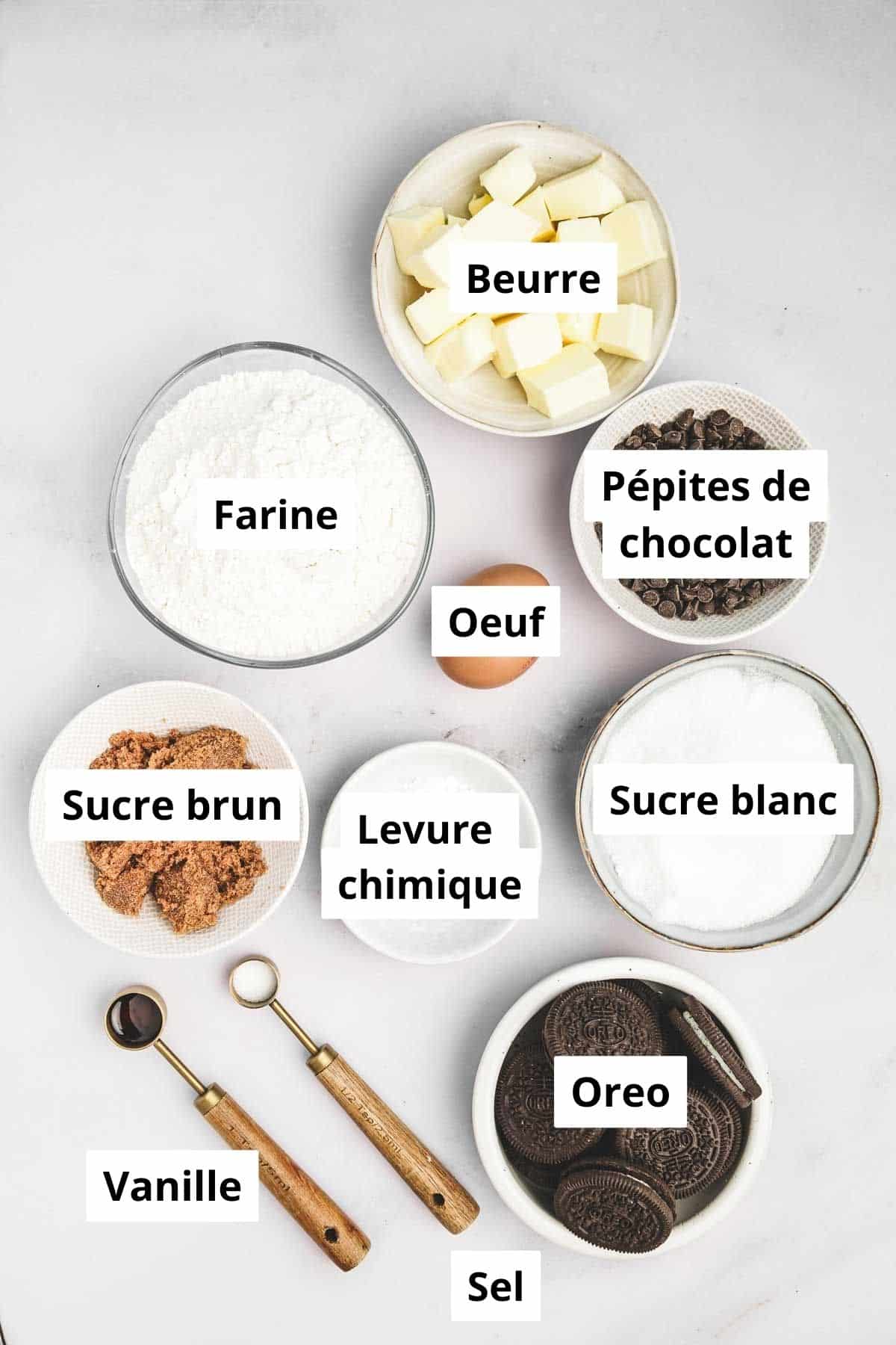 bols des ingrédients 