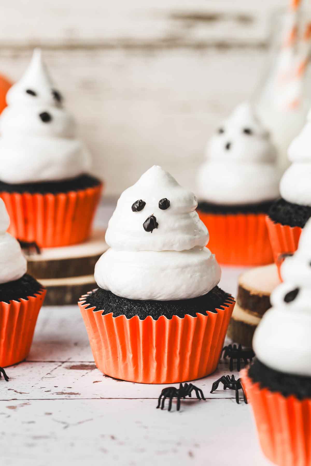 ghost cupcakes in a table