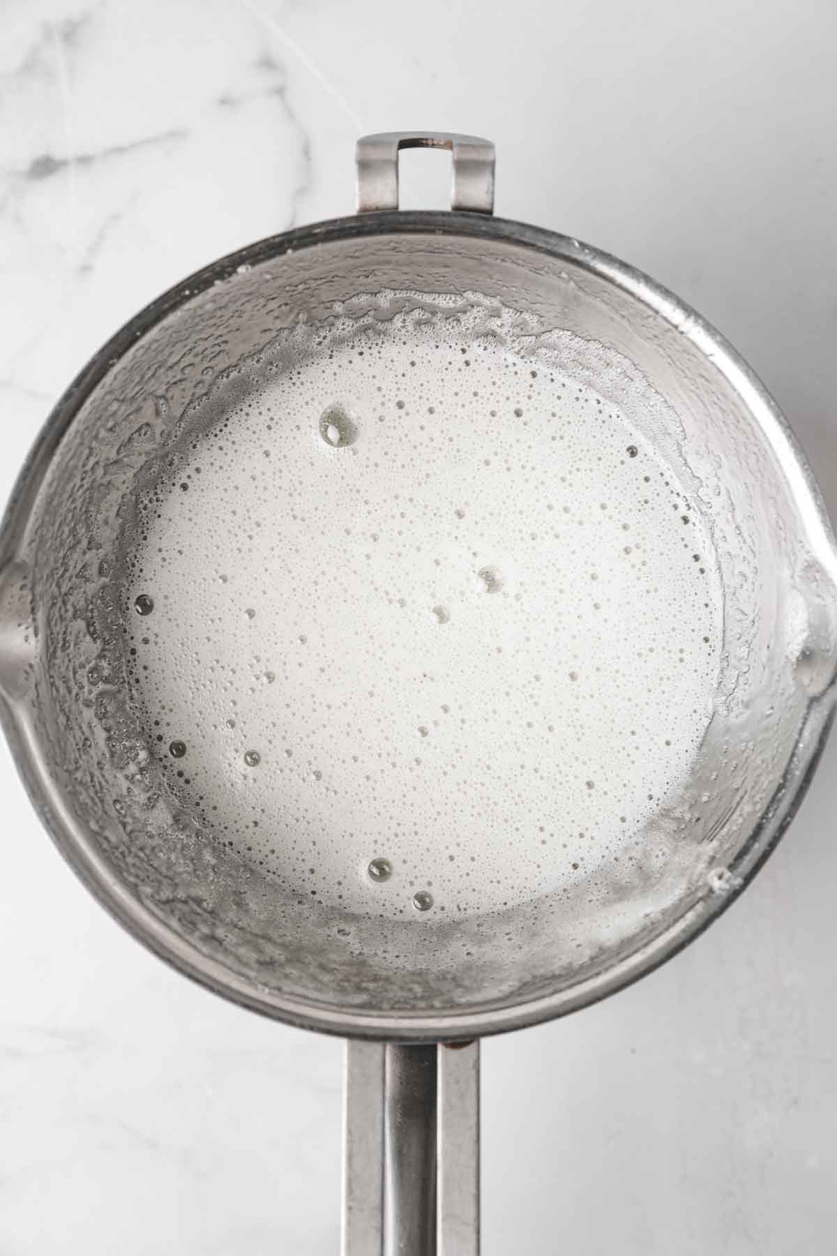 heatproof bowl with white mixture
