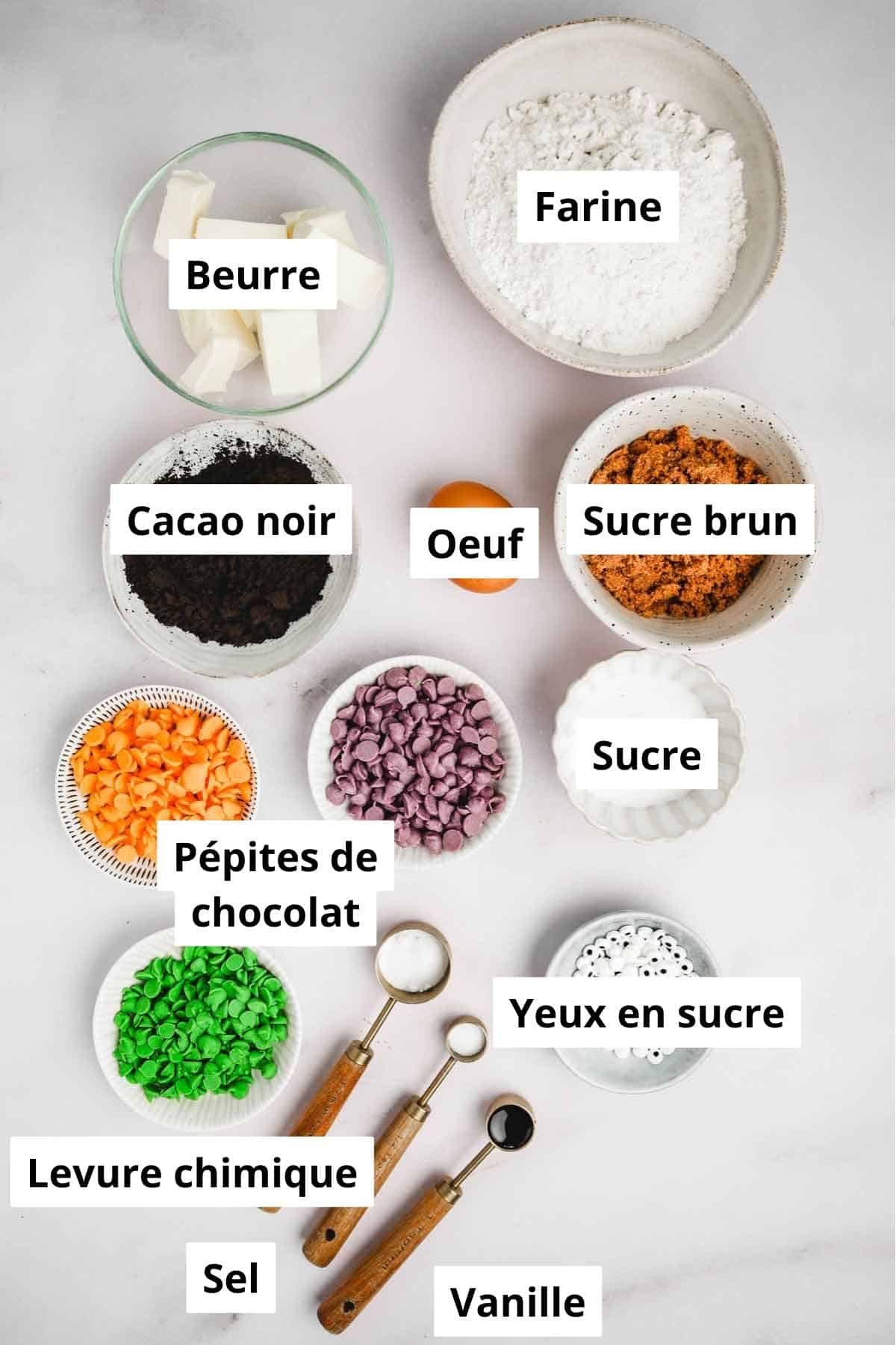 bols avec des ingrédients