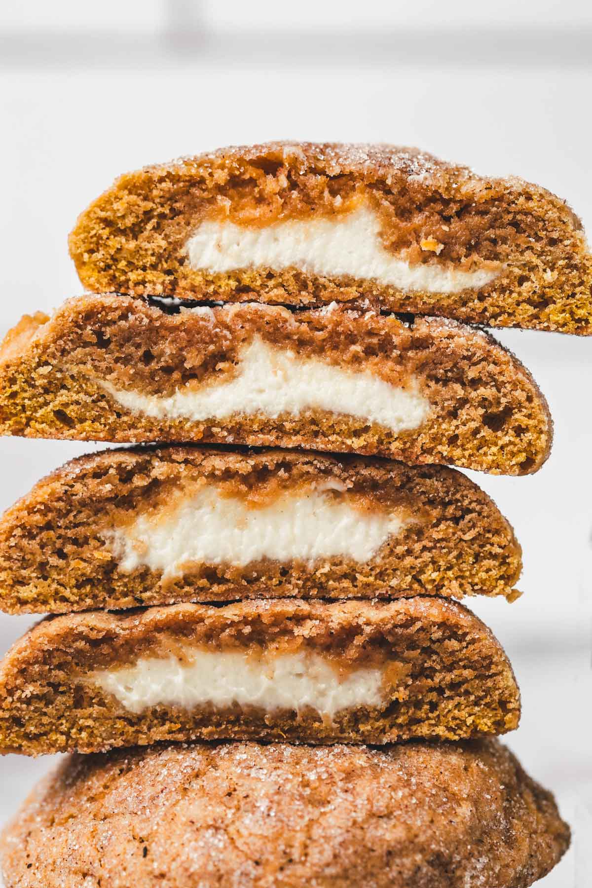 Pumpkin cheesecake cookies with creamy centers