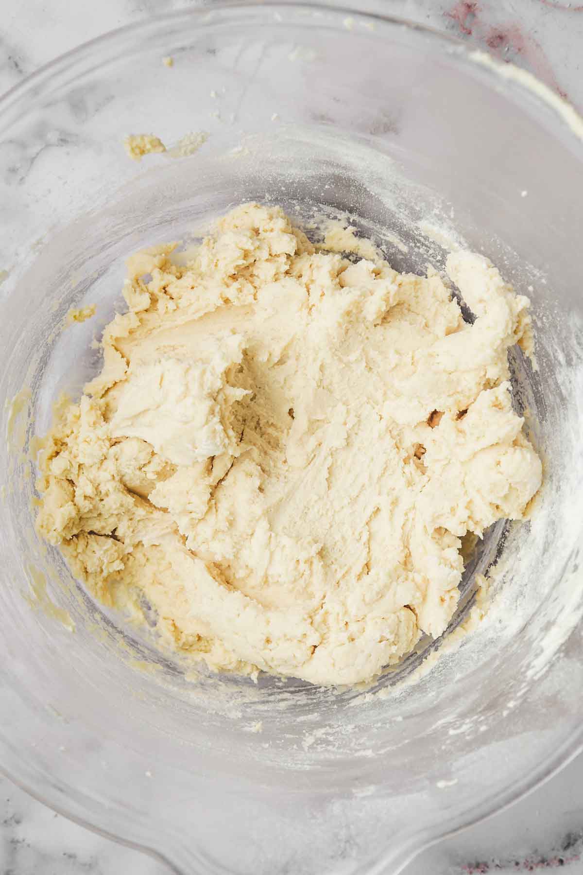 large mixing bowl with classic cookie dough