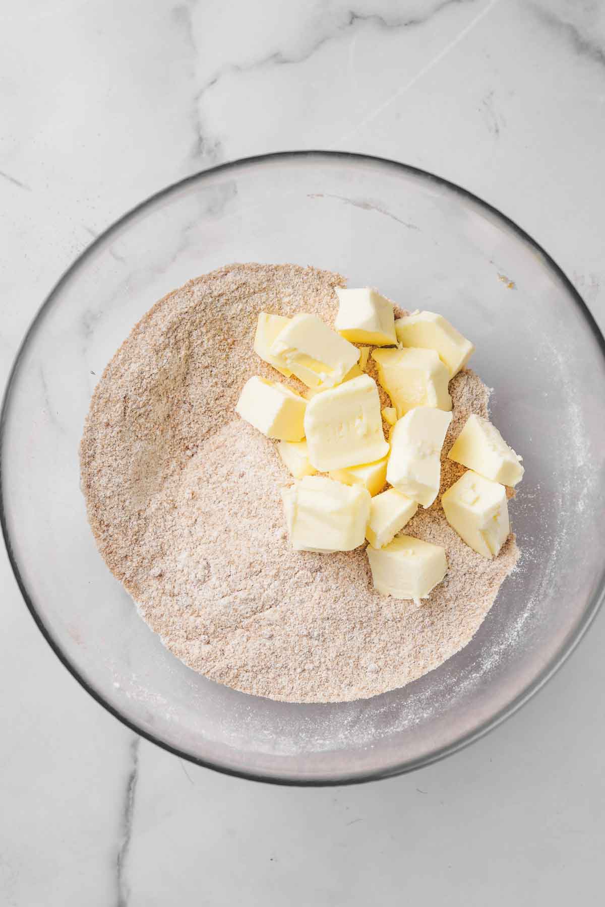 medium bowl with flour and butter
