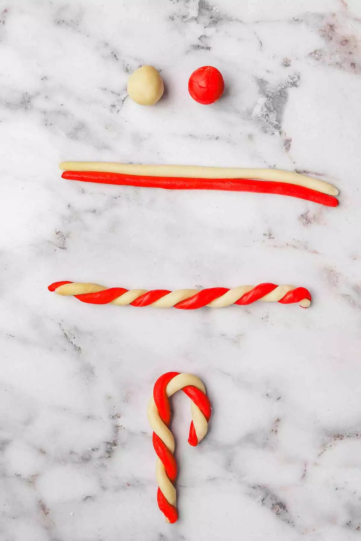 how to shape in picture candy cane cookies