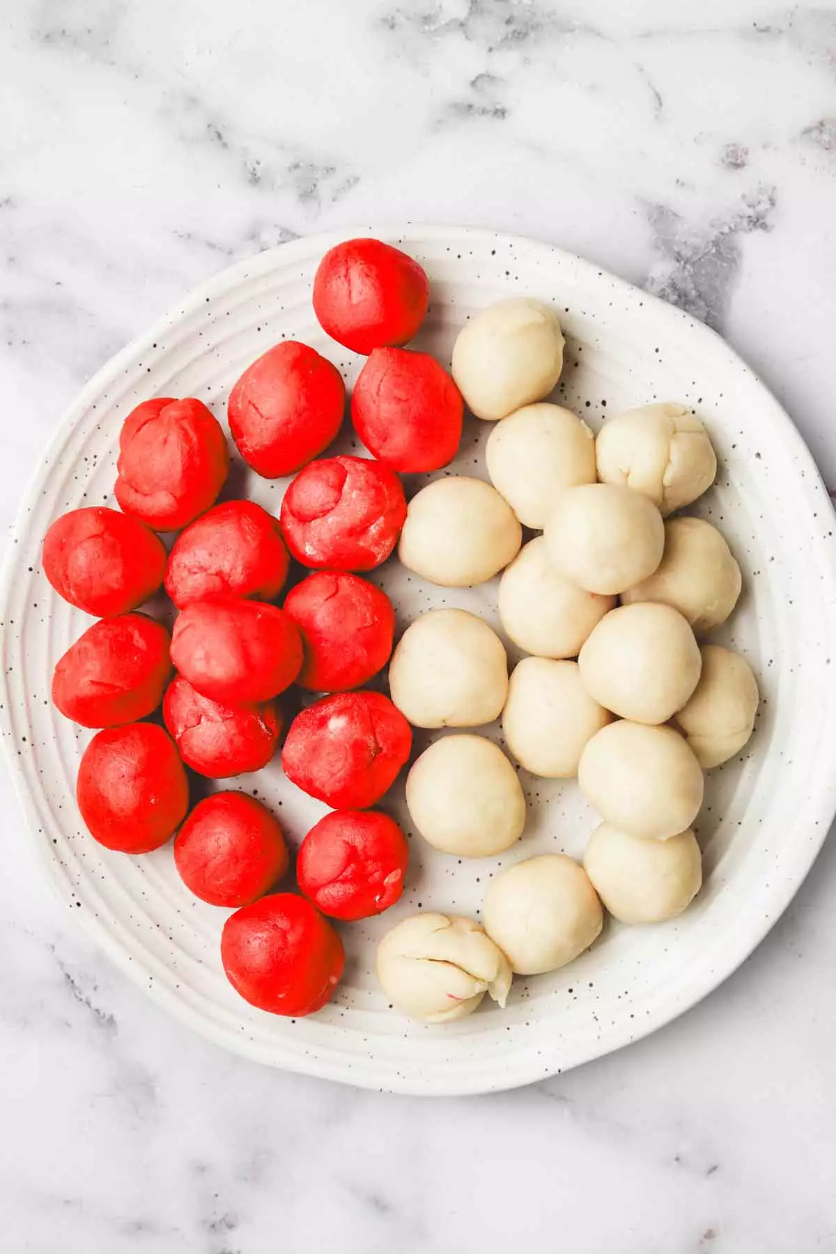 plate with cookie dough balls
