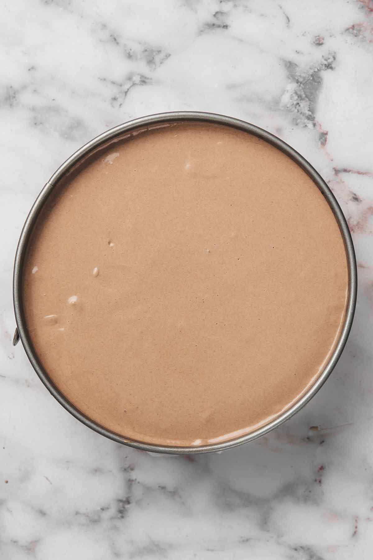 springform with chocolate cheesecake