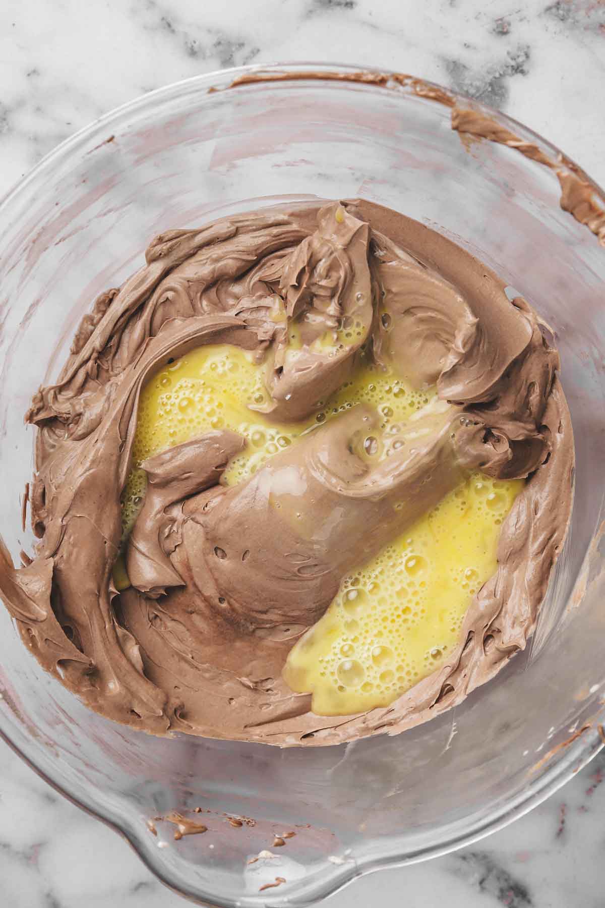 mixing bowl with cocoa cream cheese mixture
