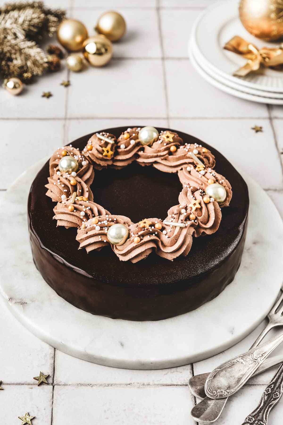 chocolate royal cake on a table