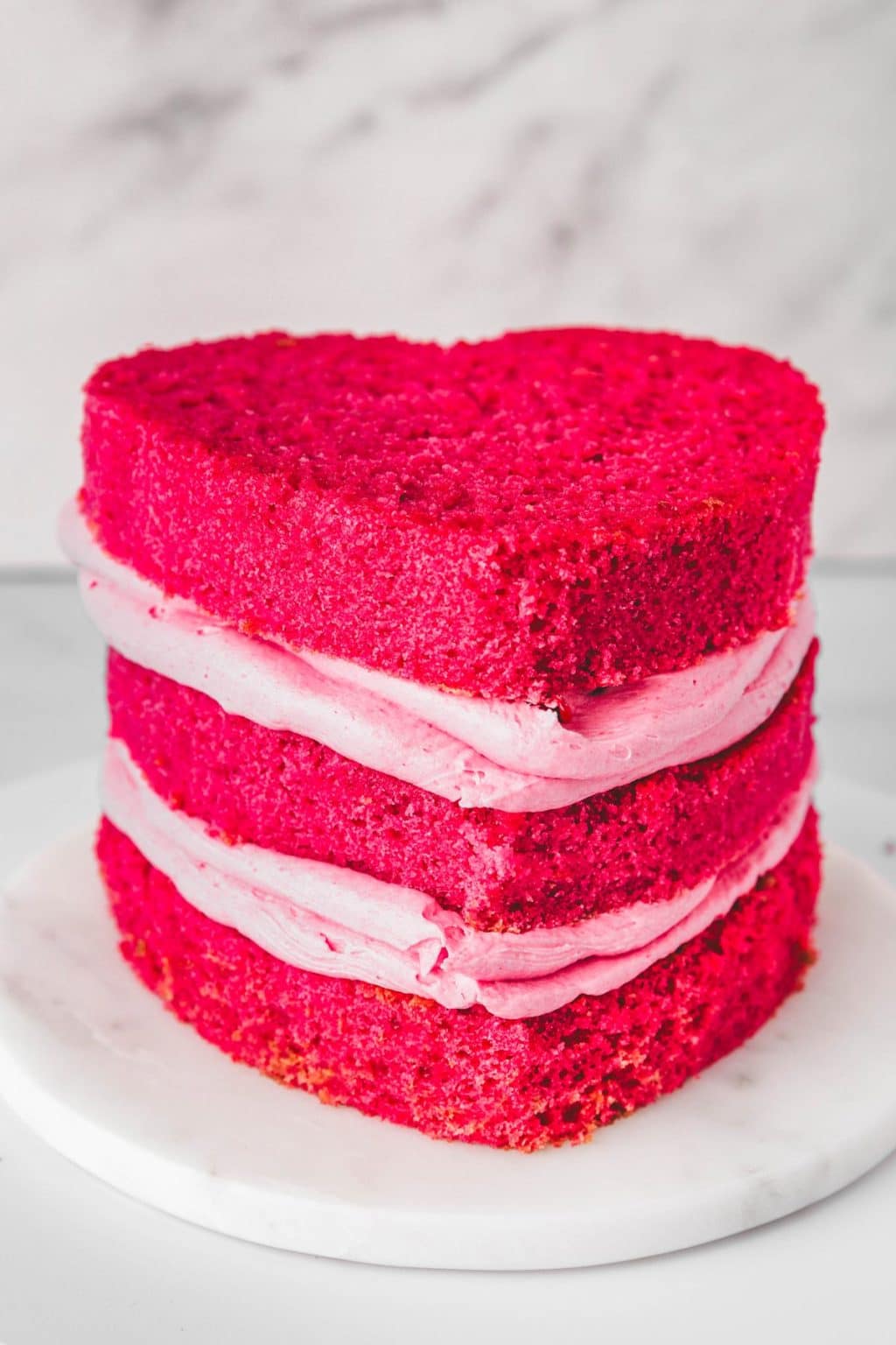 Raspberry Heart Cake Recipe | Vintage Pink Layer Cake