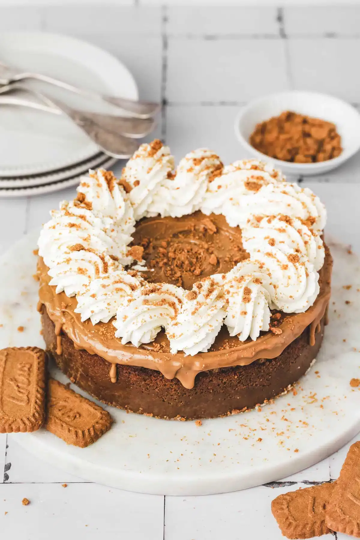 biscoff cheescake on a plate