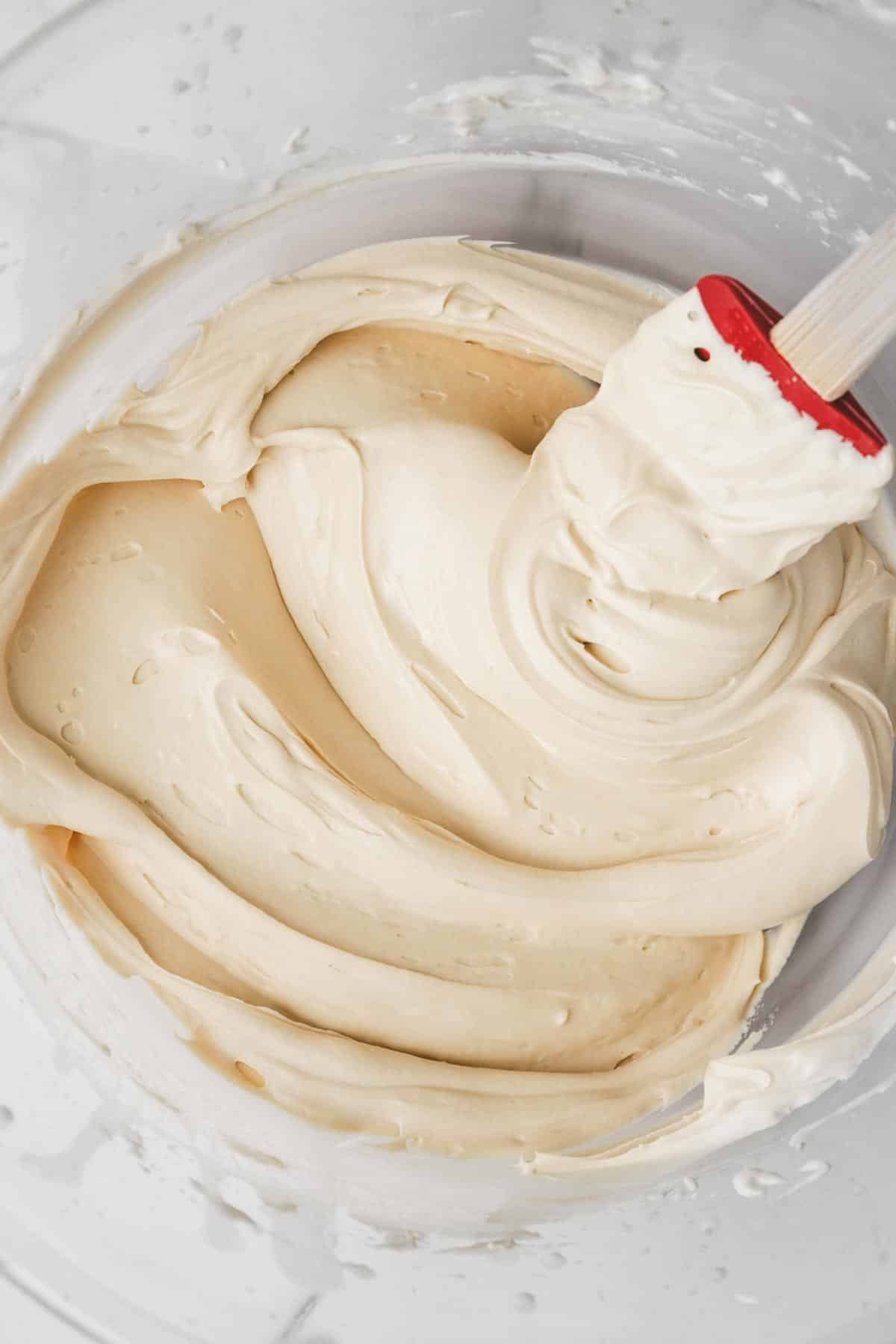mixing bowl with biscoff frosting